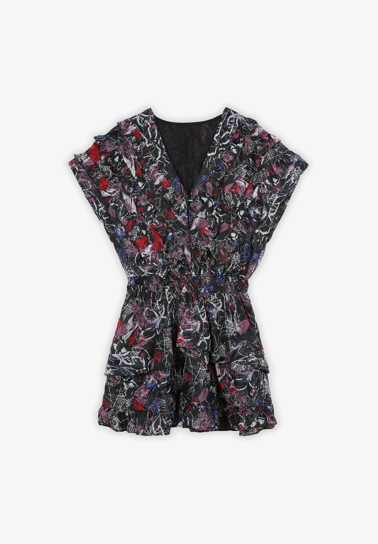 PRINTED METALLIC MINI DRESS