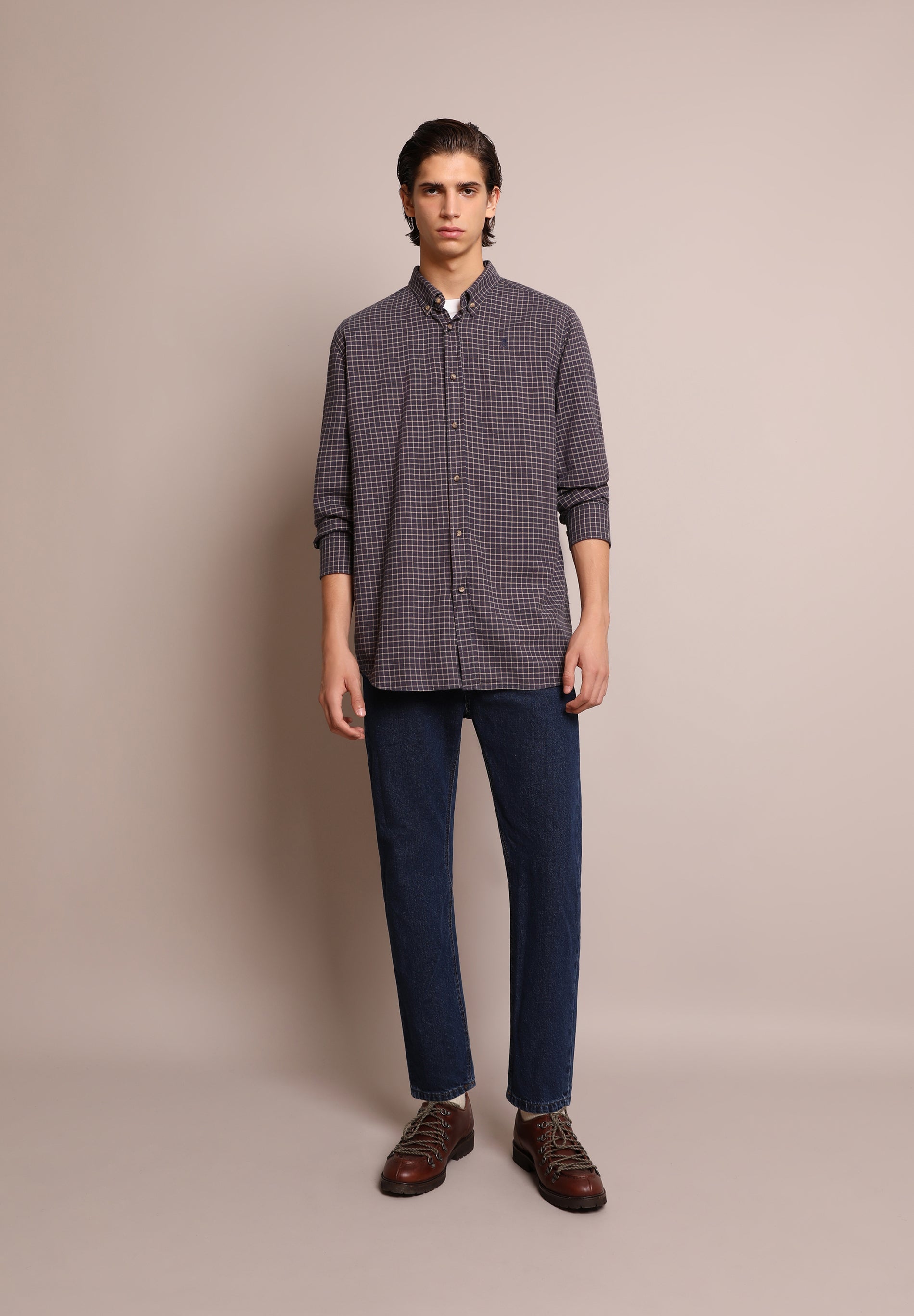 CHECK SHIRT WITH A BUTTON-DOWN COLLAR