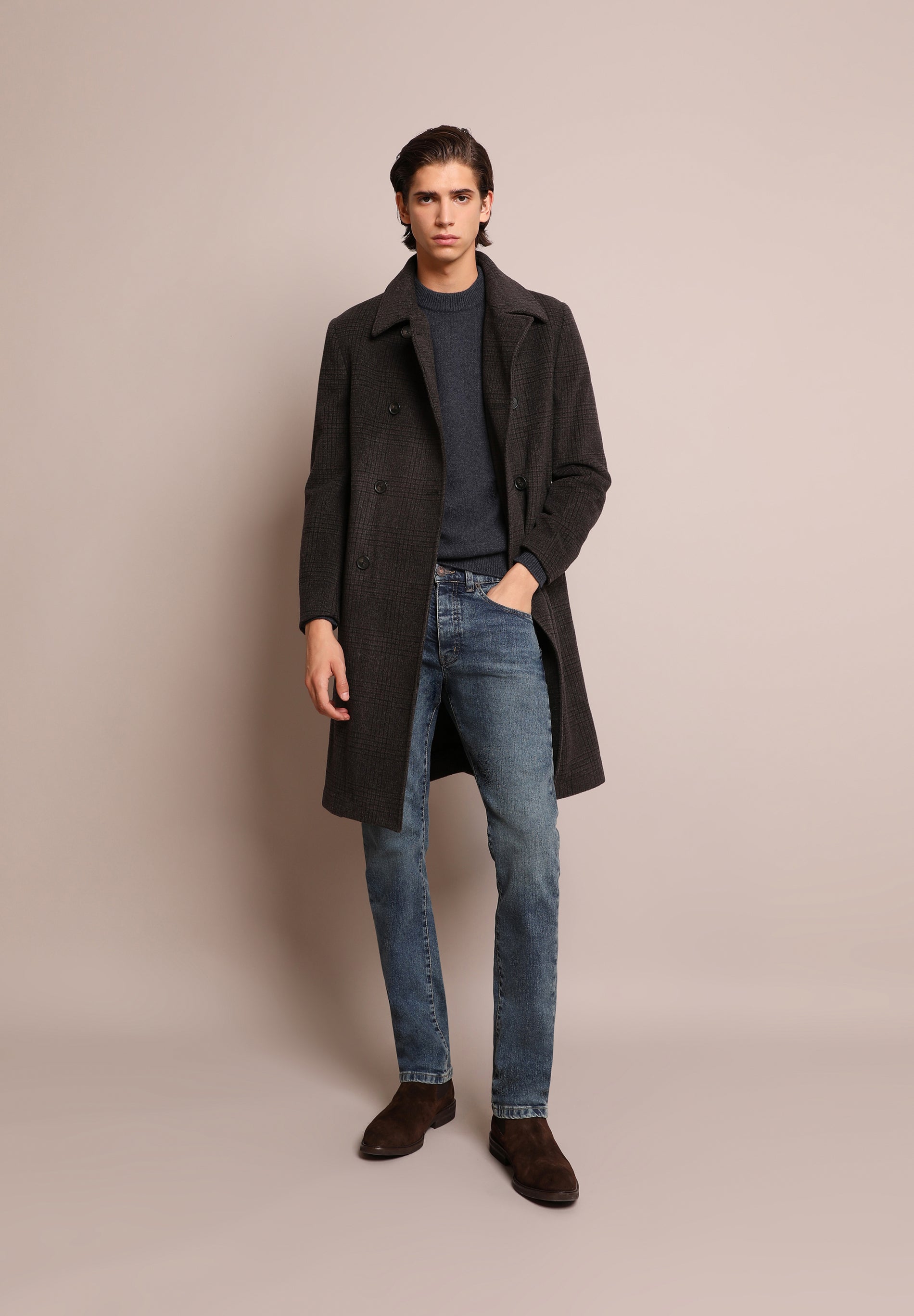 CHECK WOOL COAT