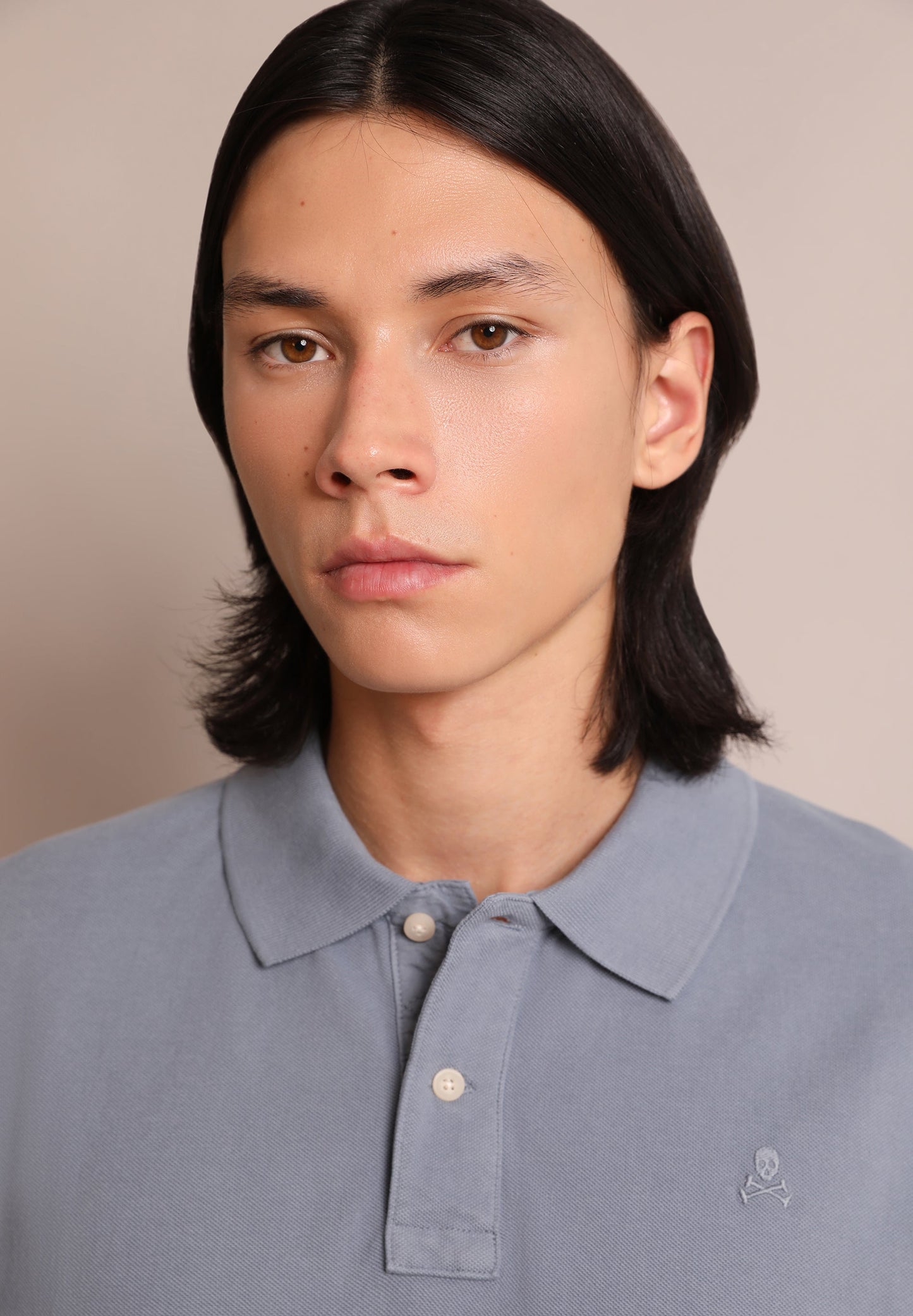 BASIC POLO SHIRT WITH SKULL DETAIL