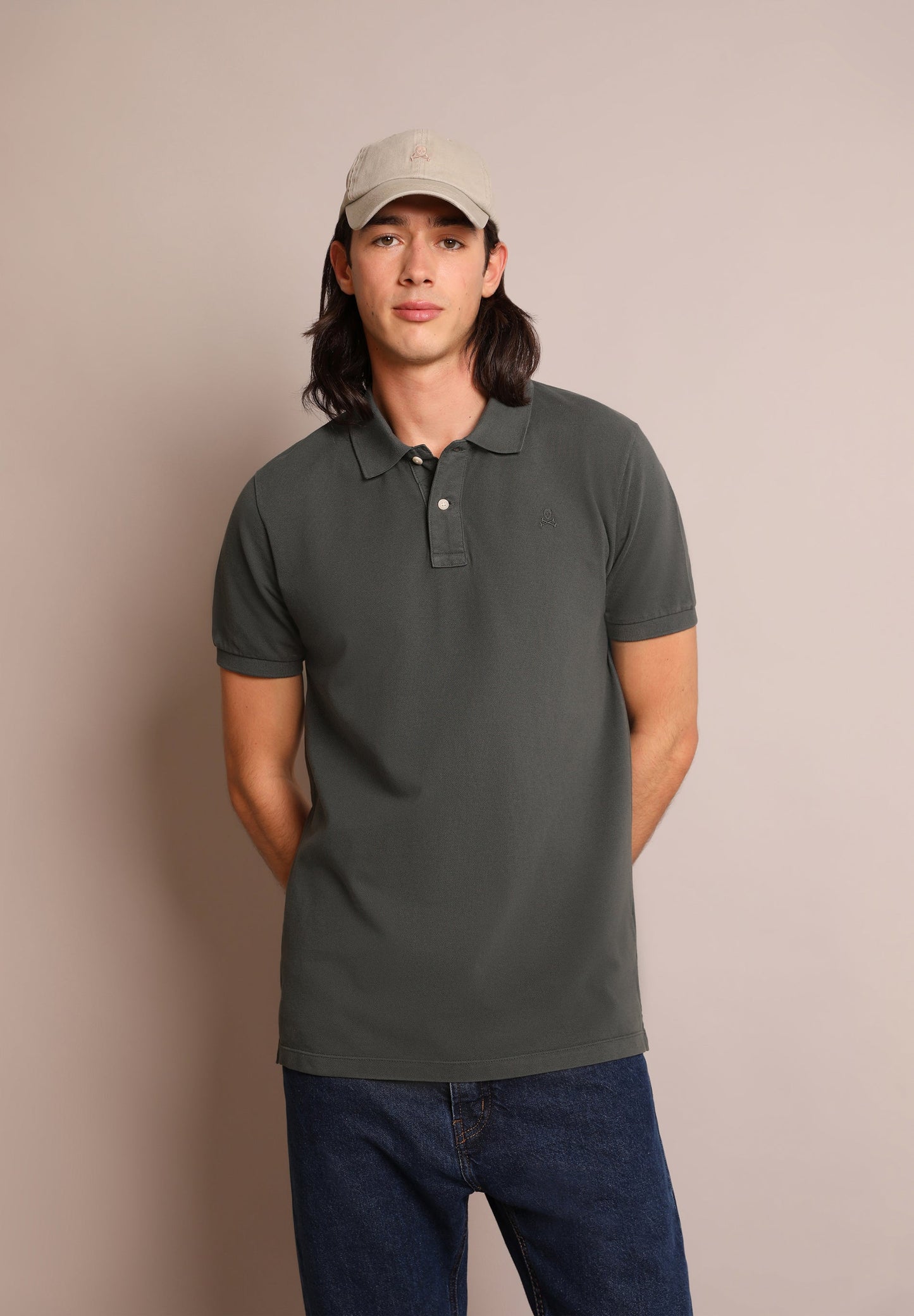 BASIC POLO SHIRT WITH SKULL DETAIL