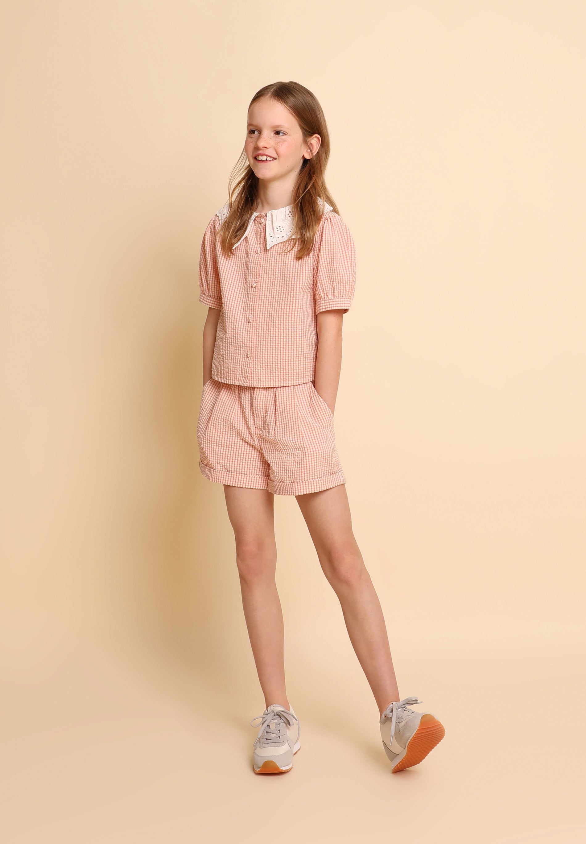 GINGHAM SHIRT WITH PETER PAN COLLAR