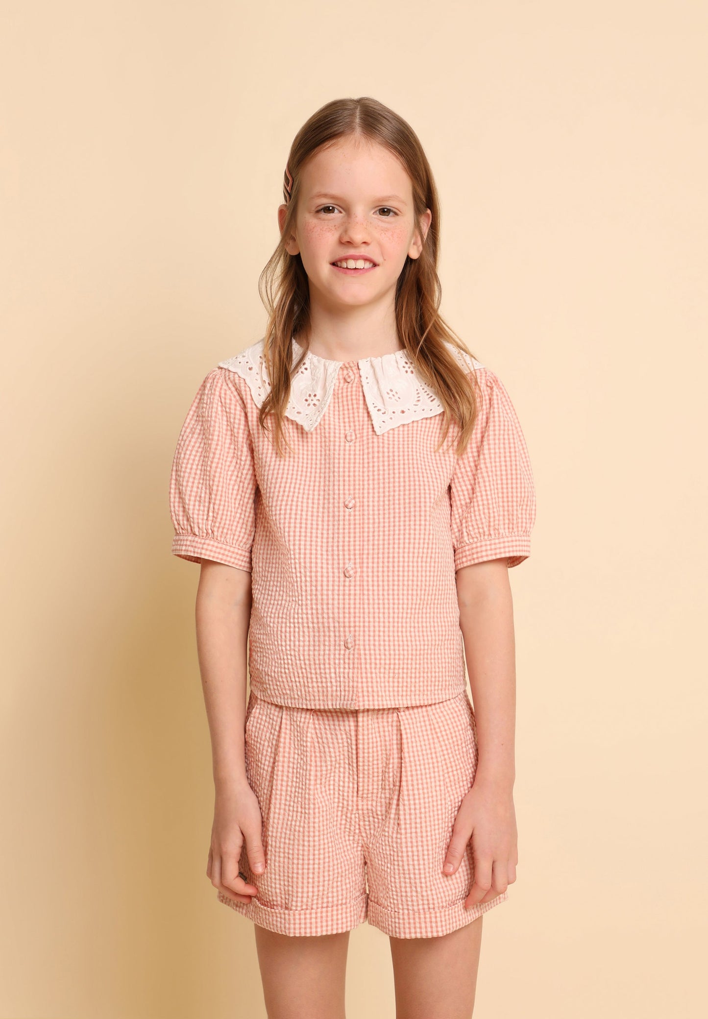 GINGHAM SHIRT WITH PETER PAN COLLAR