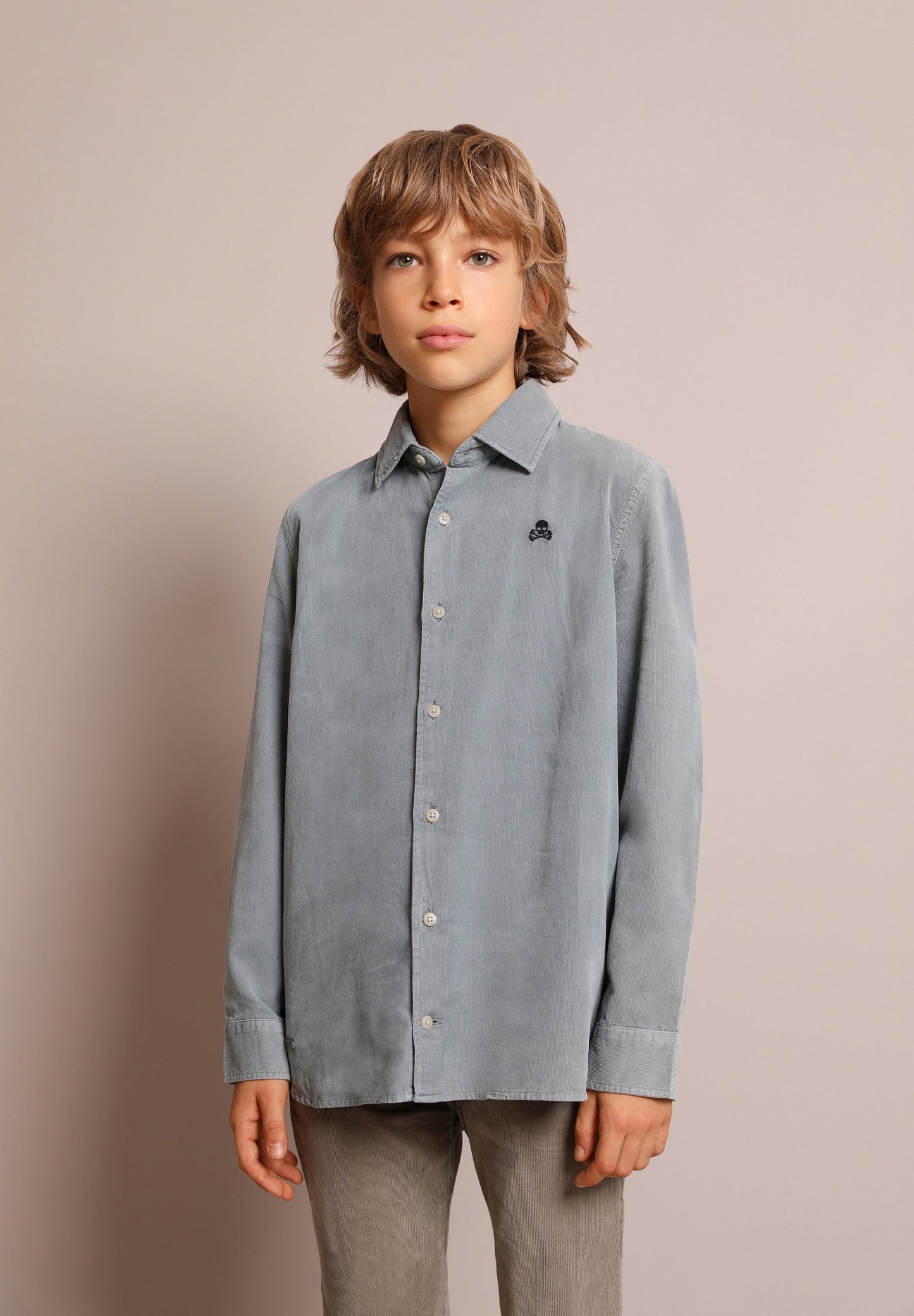 CORDUROY SHIRT WITH CONTRAST SKULL