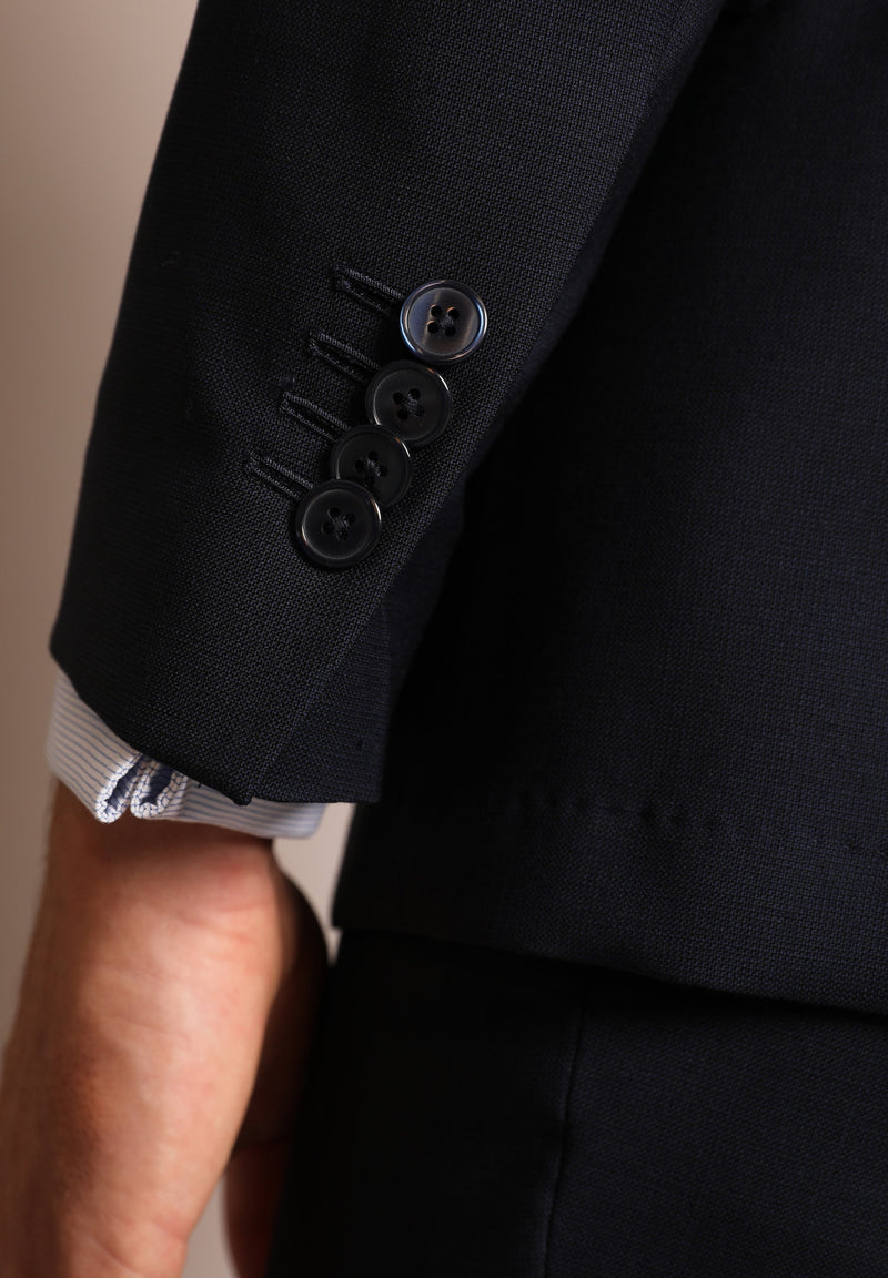 NAVY BLUE WOOL STRUCTURED SUIT