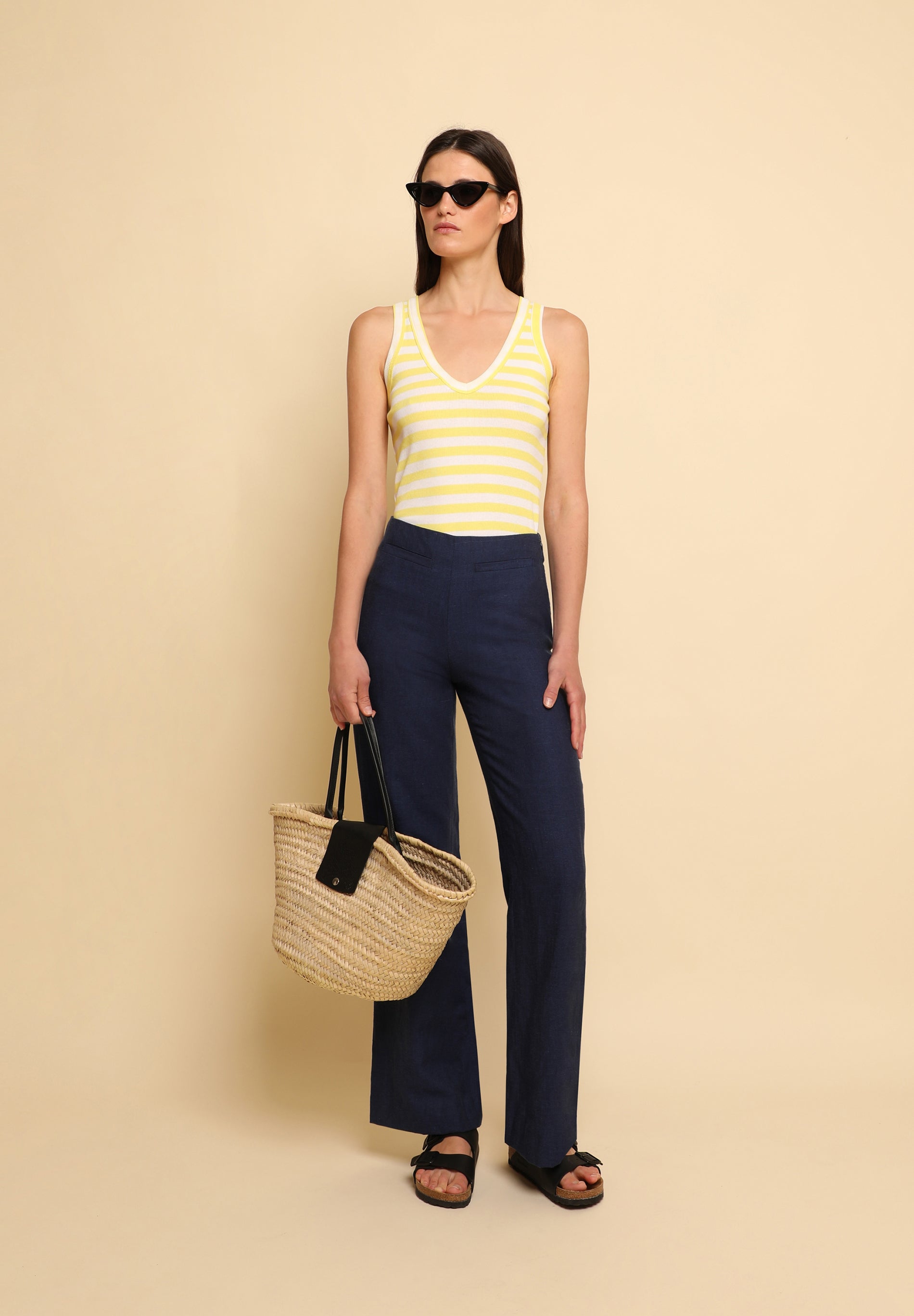 STRIPED STRAPPY T-SHIRT