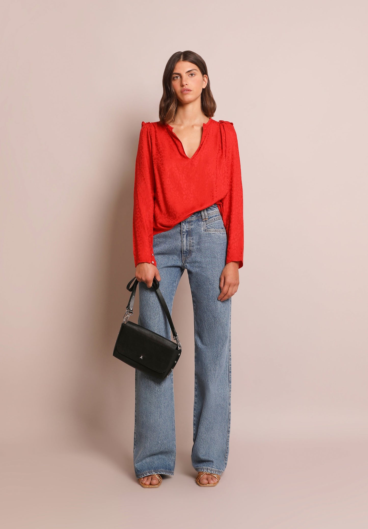 JACQUARD BLOUSE WITH BOW