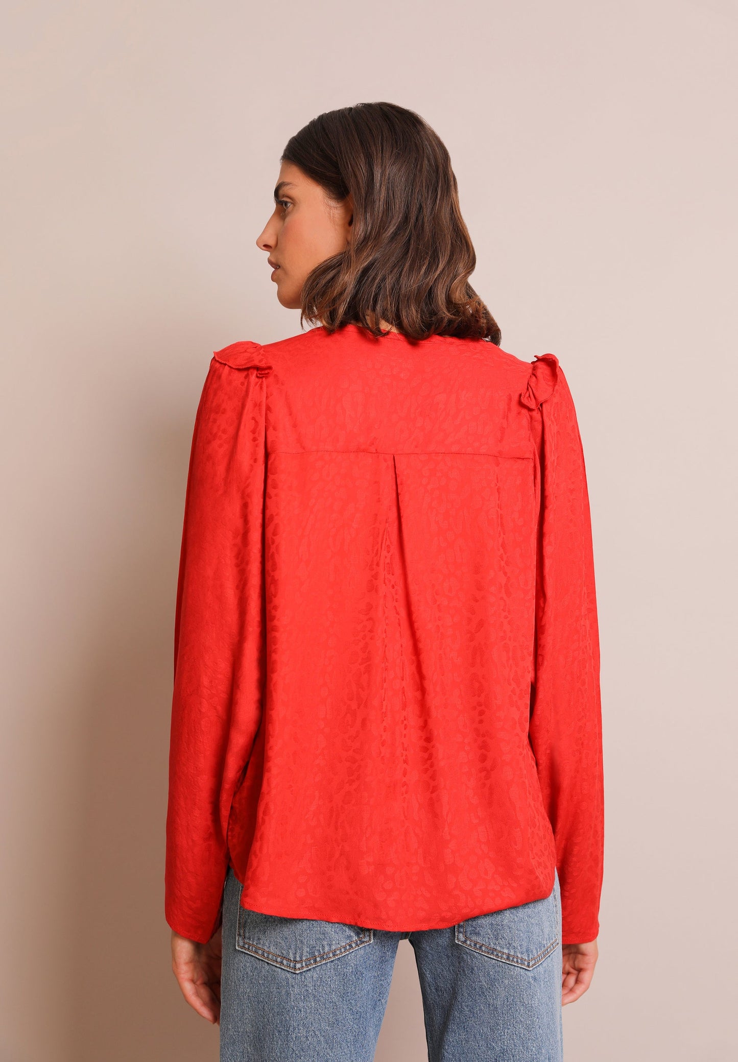 JACQUARD BLOUSE WITH BOW