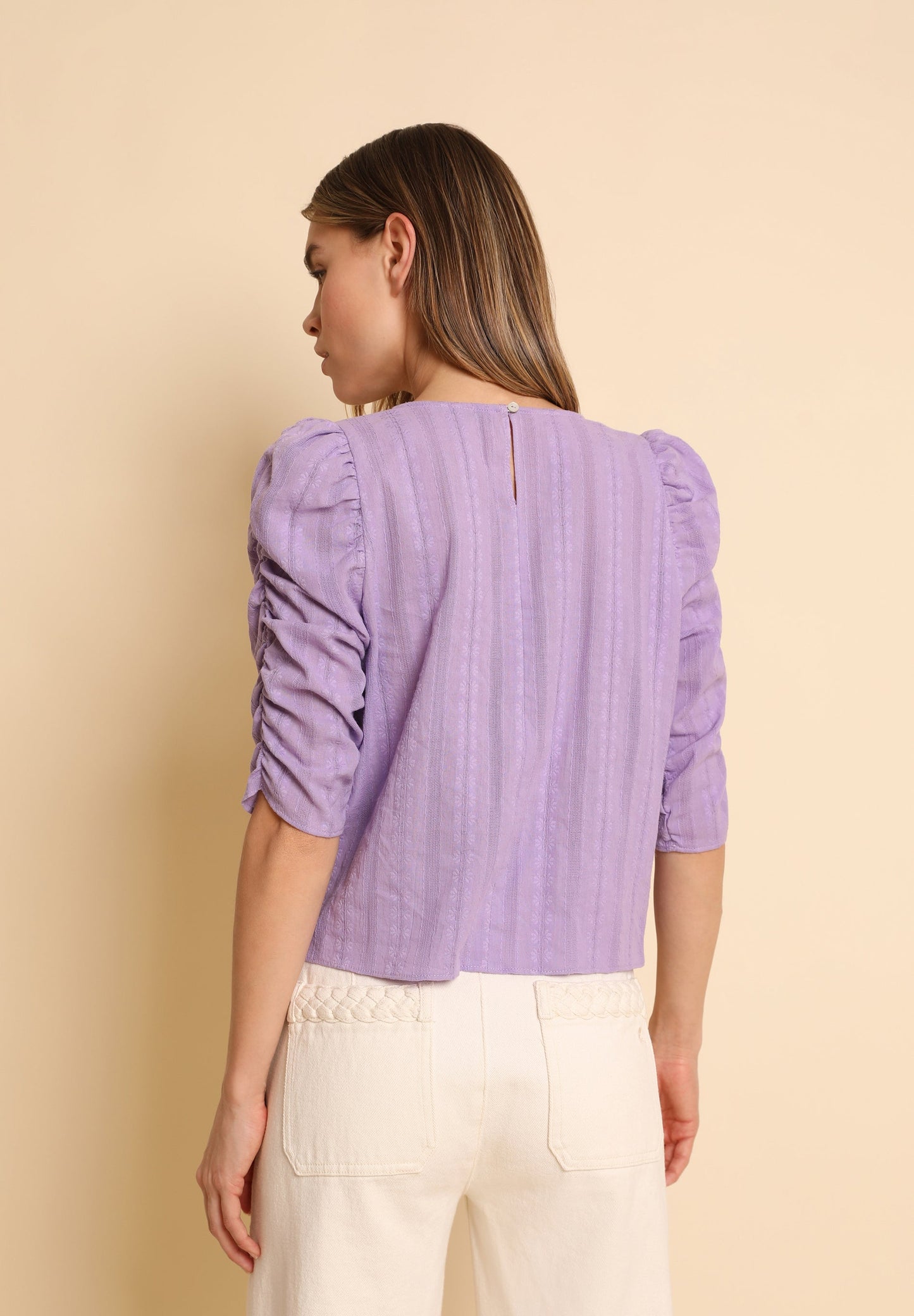 GATHERED STRIPED BLOUSE