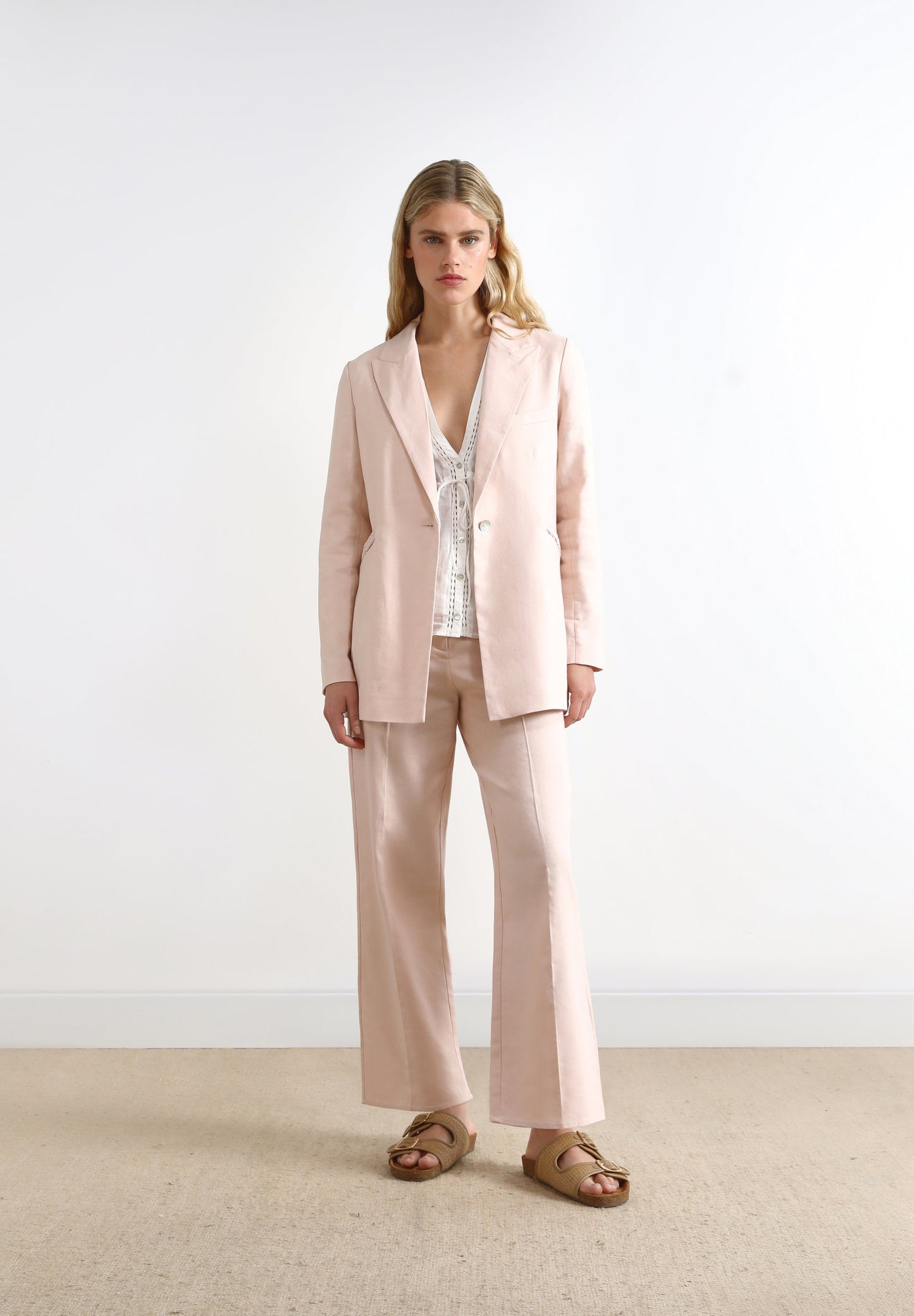 LINEN BLAZER WITH BRAIDED DETAILS