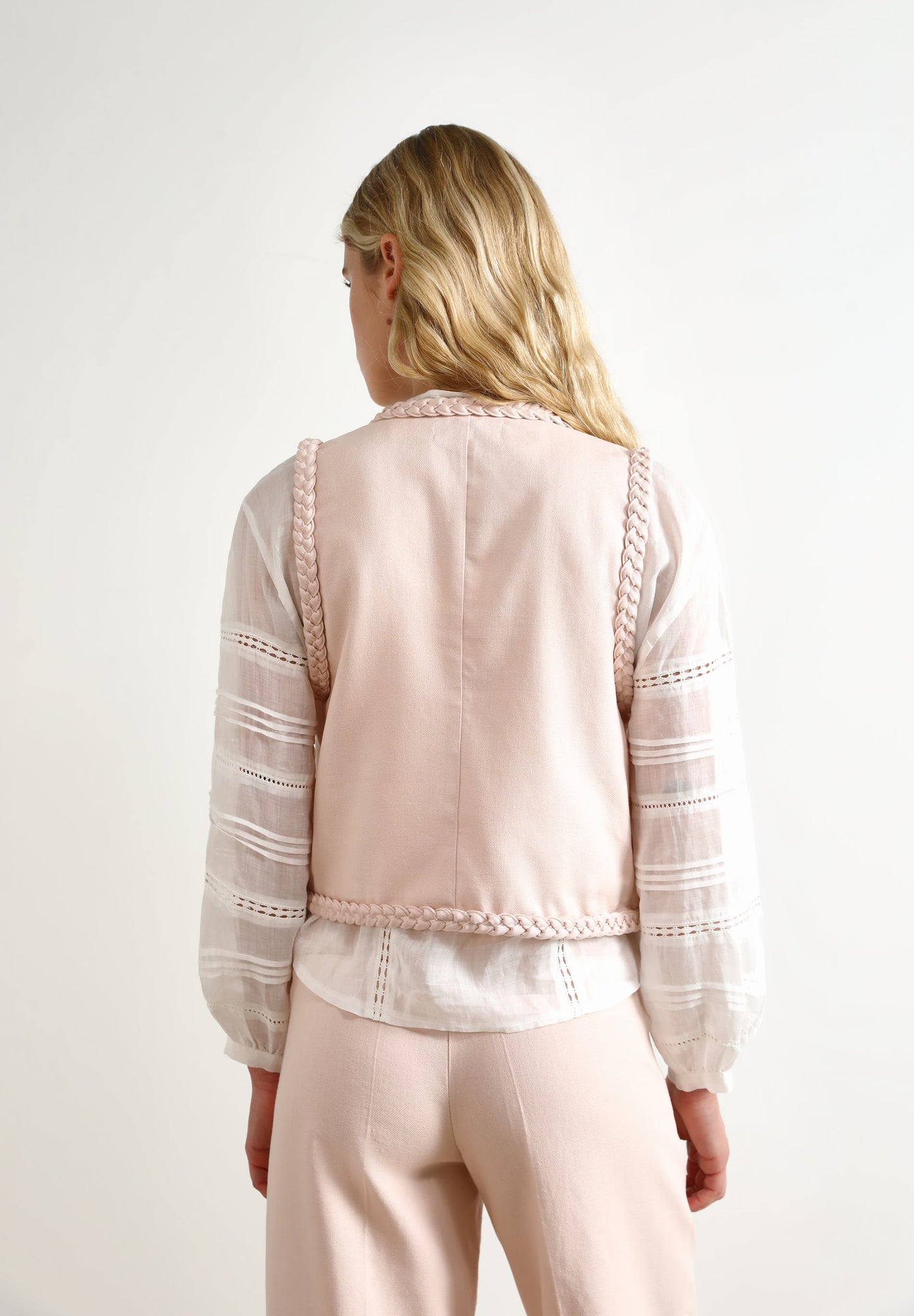 LINEN WAISTCOAT WITH BRAIDED DETAILS