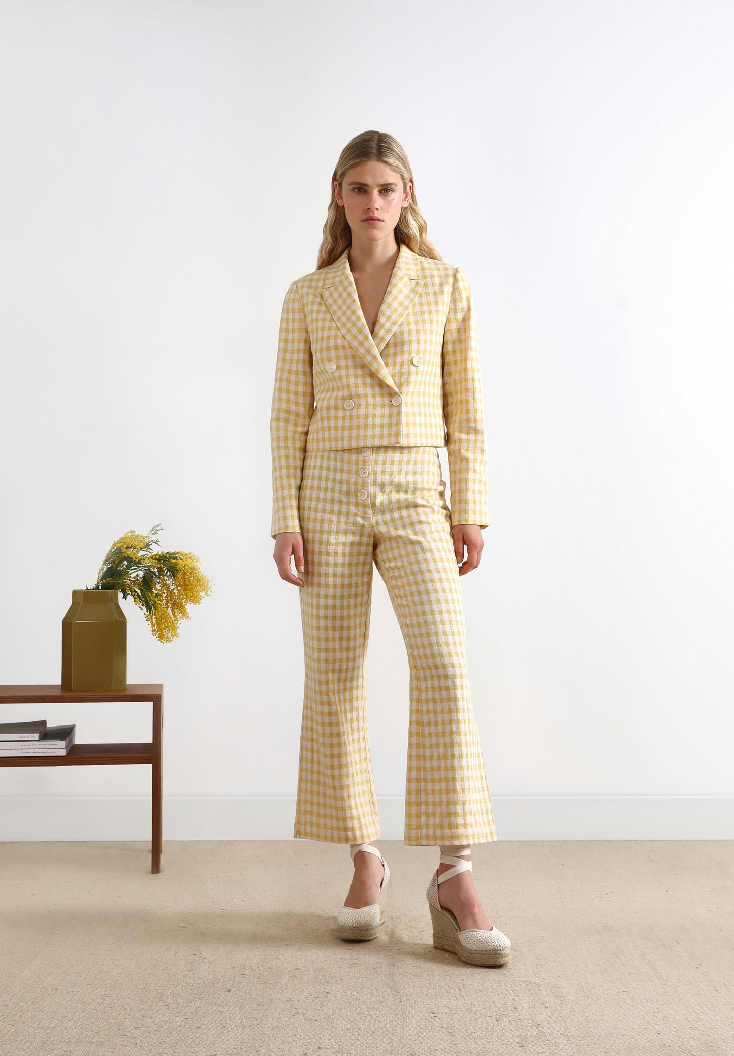 CROPPED GINGHAM BLAZER