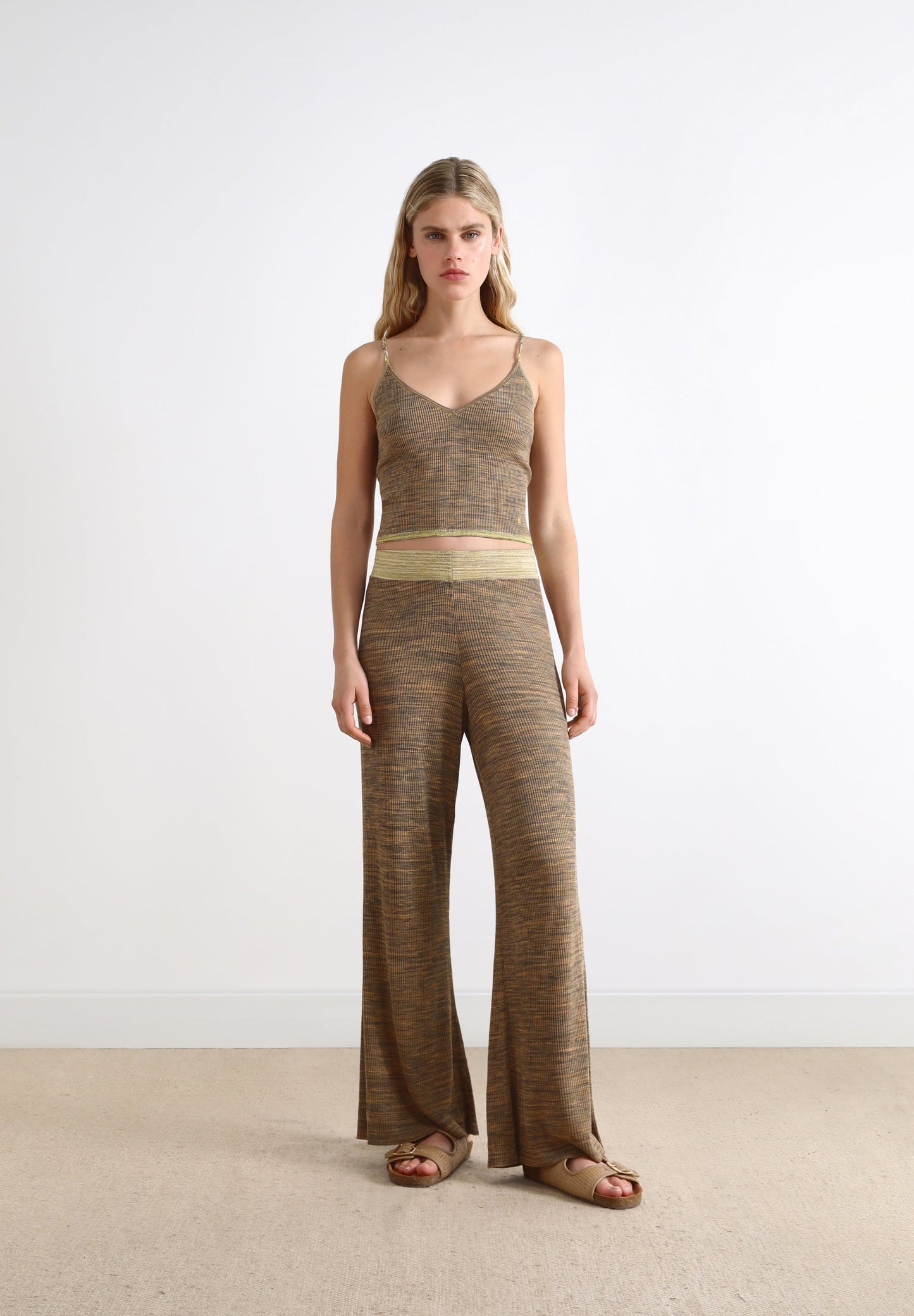 FLARED KNIT TROUSERS