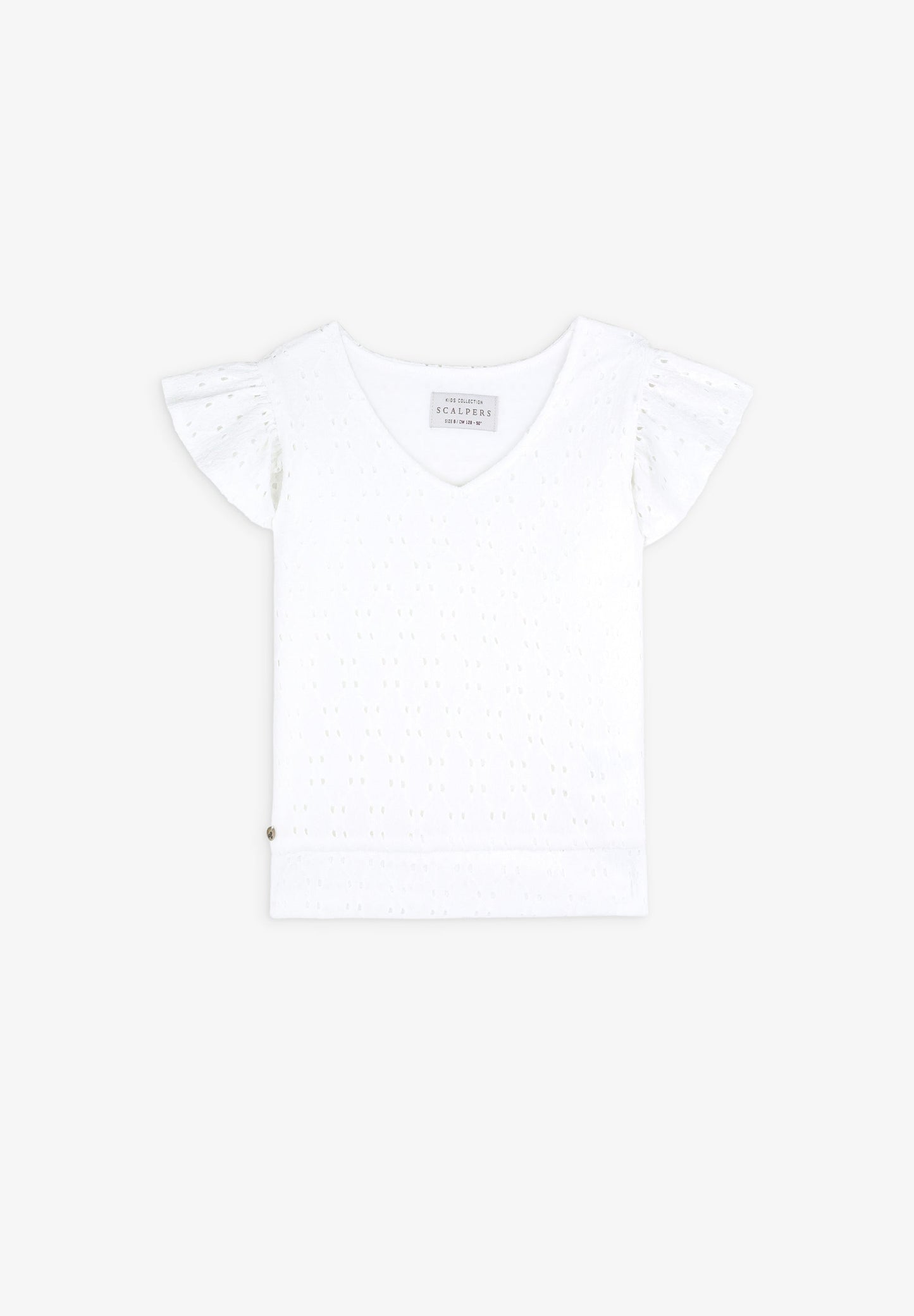 RUFFLED TOP WITH OPENWORK DETAILS