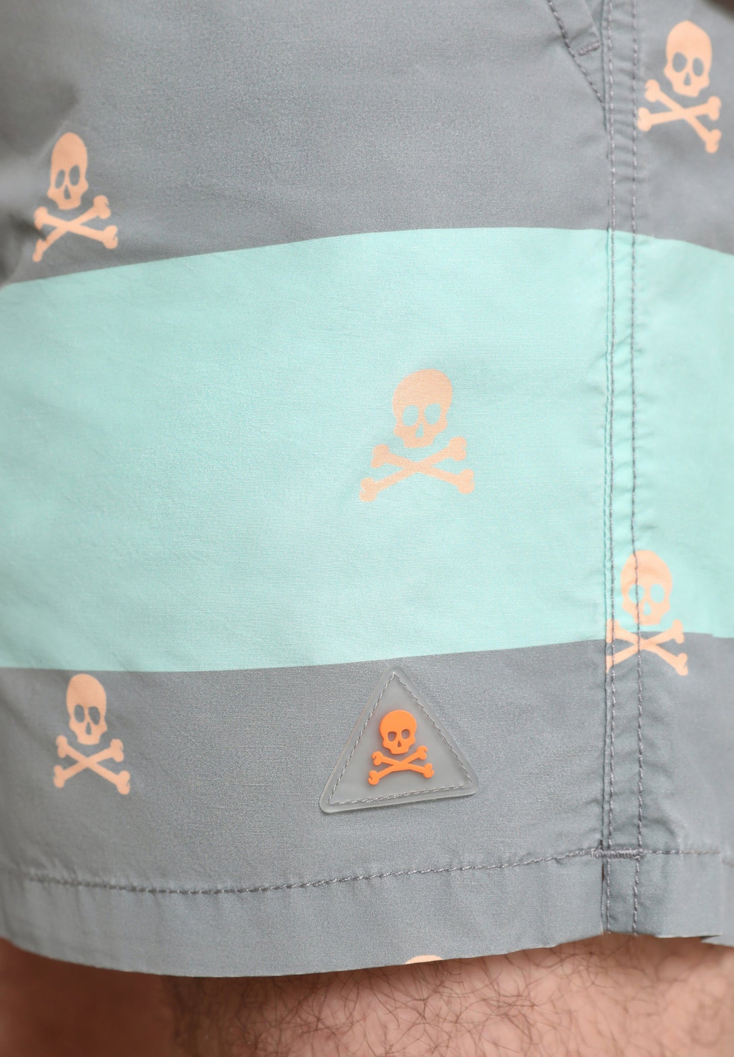 SWIMMING TRUNKS WITH STRIPES AND SKULLS