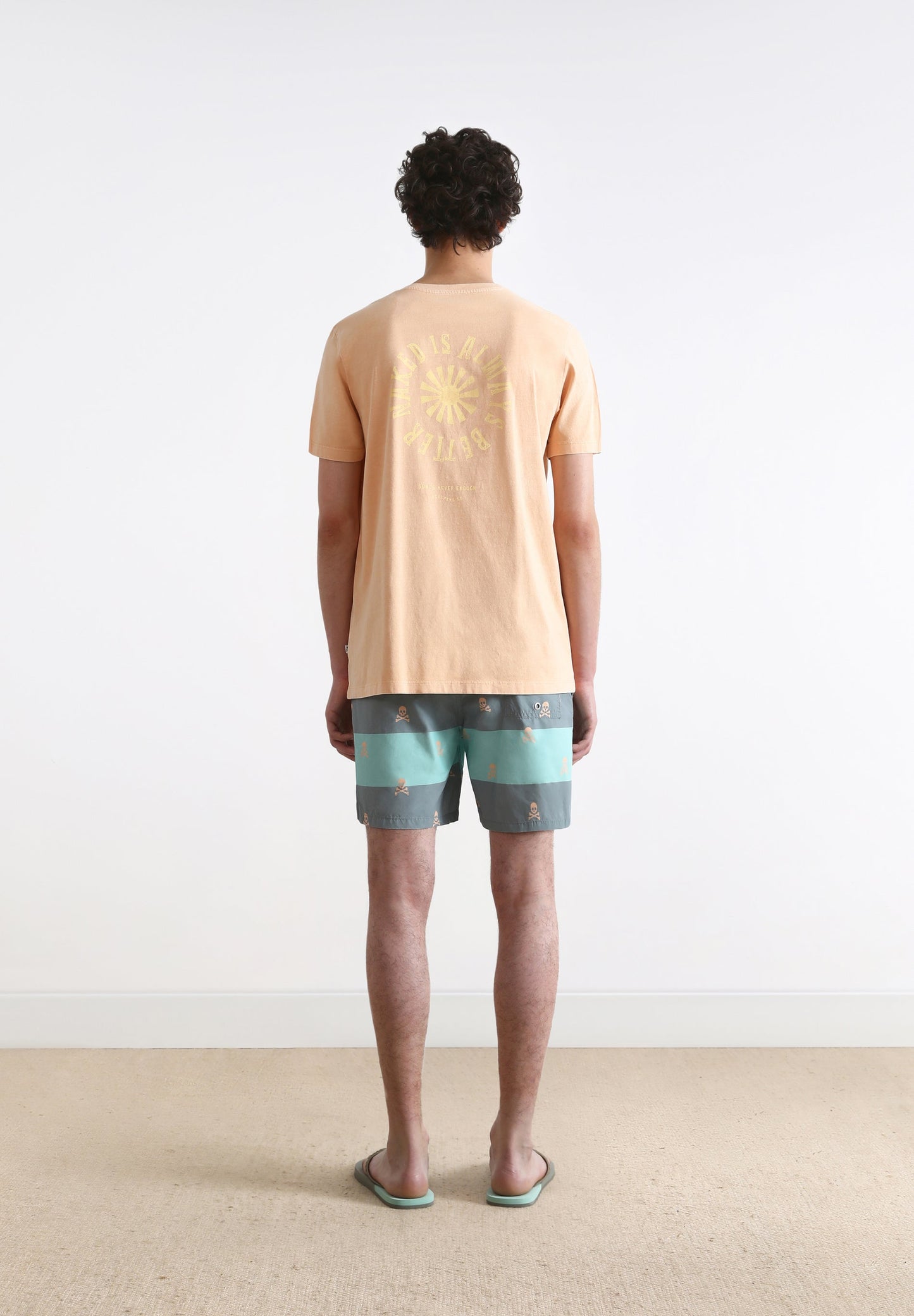 SWIMMING TRUNKS WITH STRIPES AND SKULLS