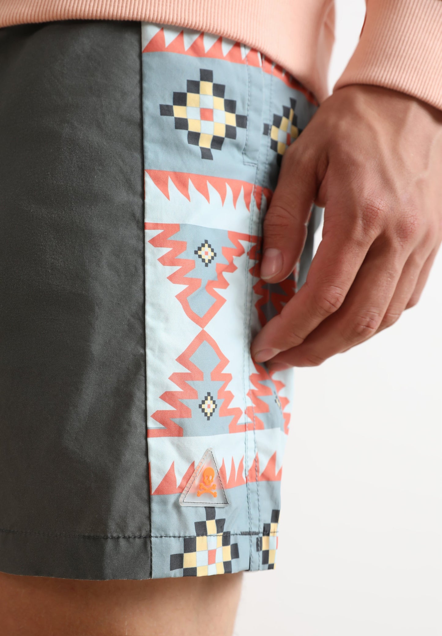 SWIMMING TRUNKS WITH ETHNIC PRINT ON SIDES