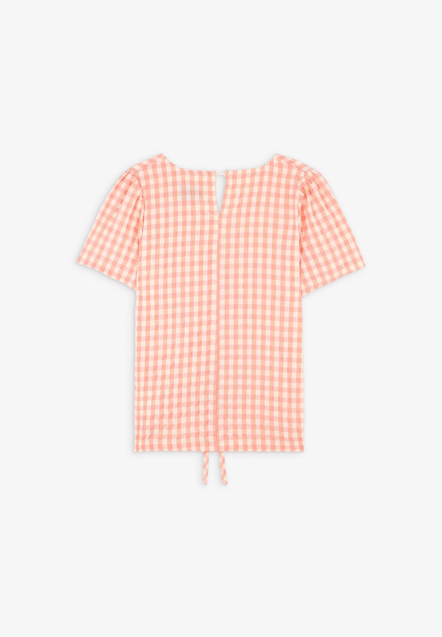 GATHERED GINGHAM BLOUSE