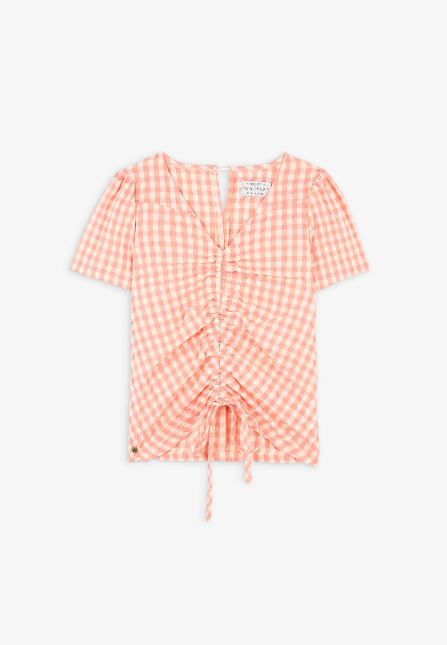 GATHERED GINGHAM BLOUSE