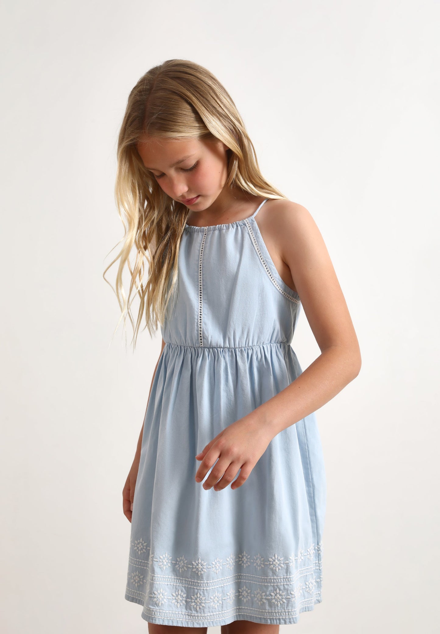 DENIM HALTER DRESS