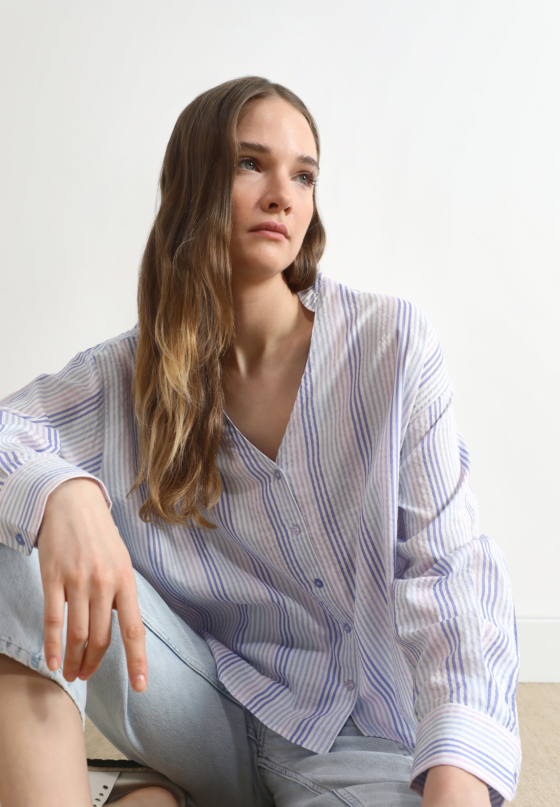 MULTICOLOURED STRIPED BLOUSE