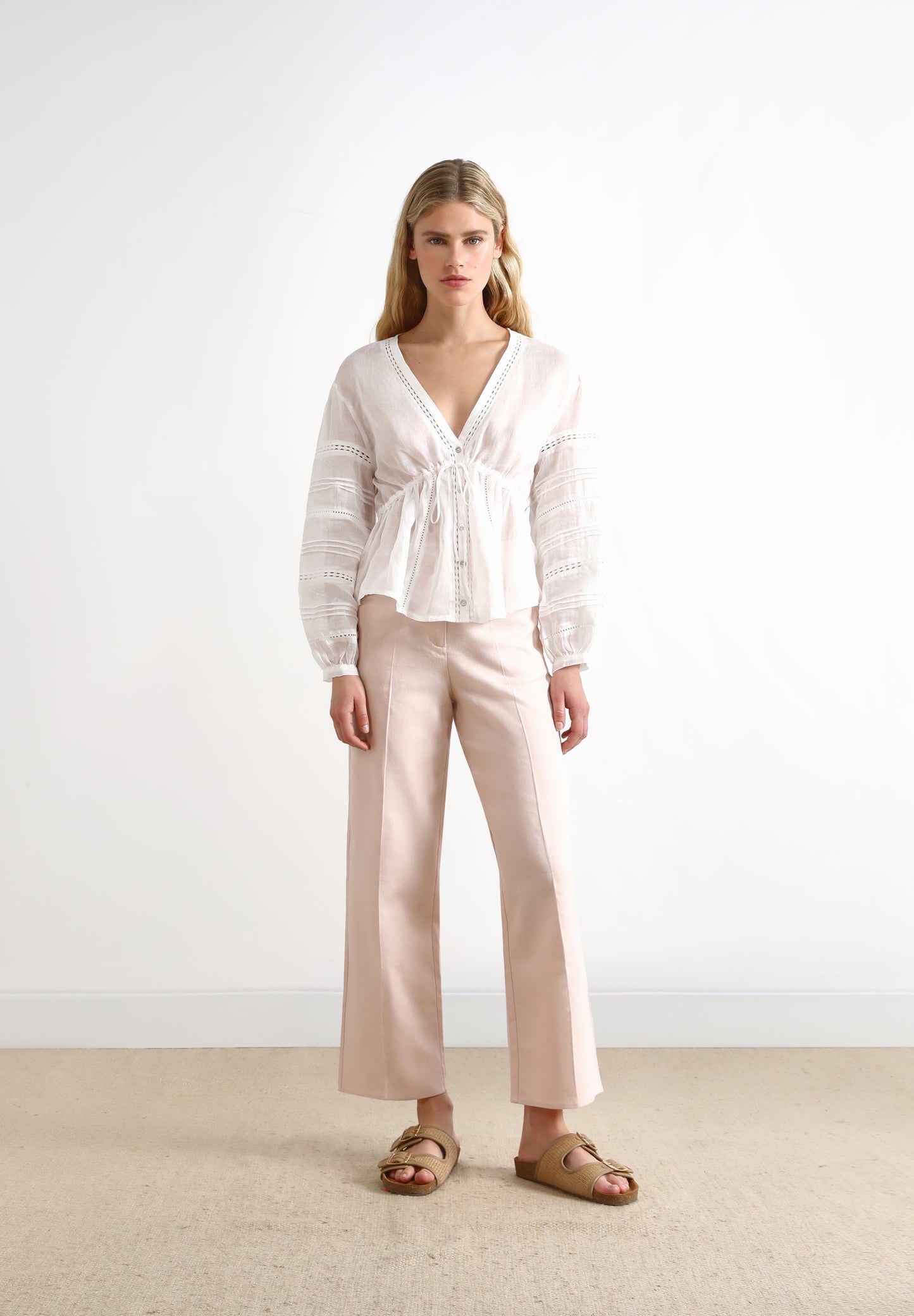 OPENWORK BLOUSE WITH BOW