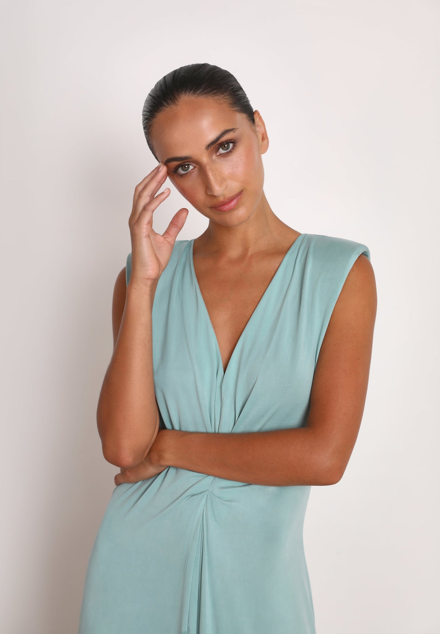 DRAPED CUPRO DRESS