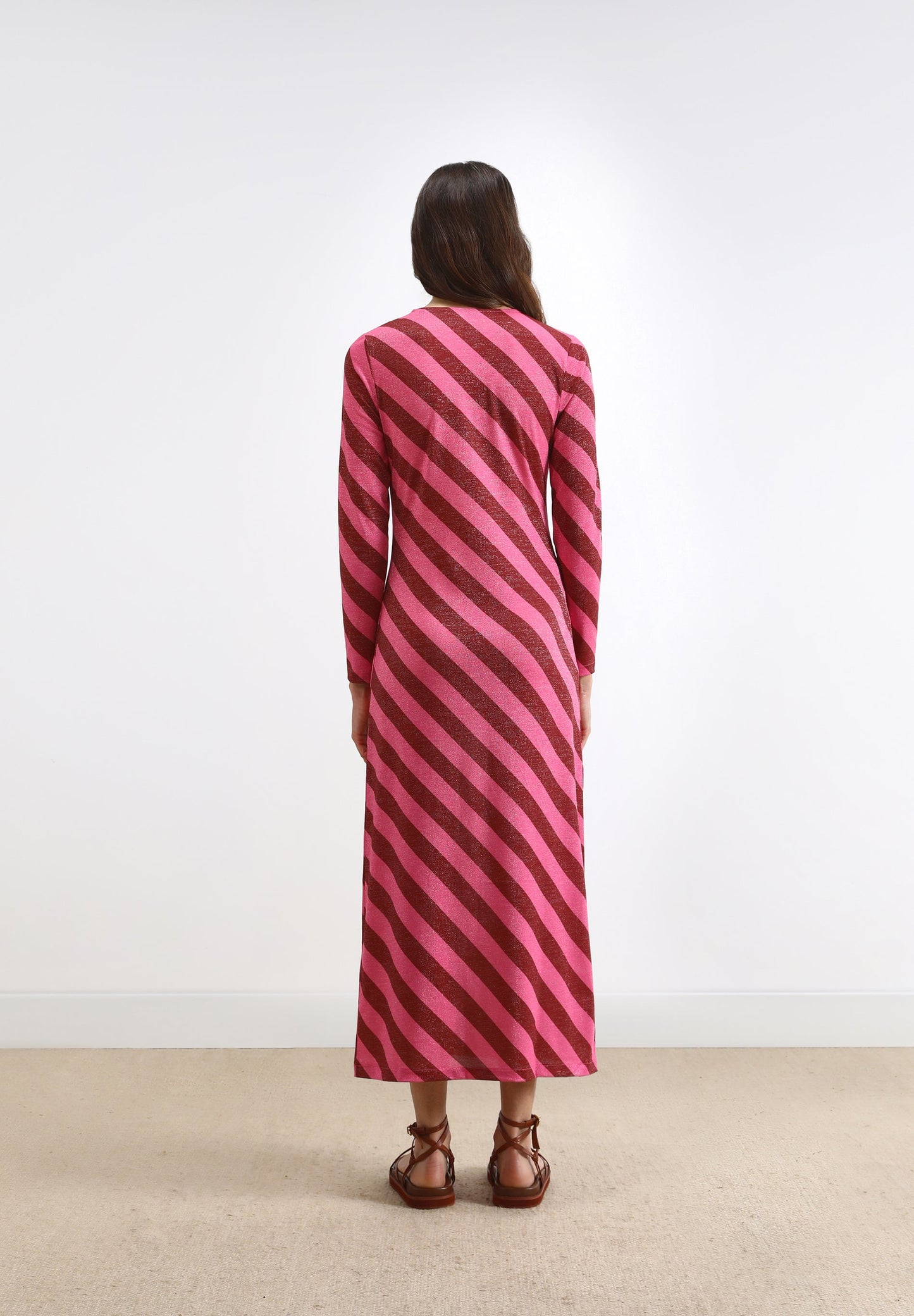 STRIPED MIDI DRESS