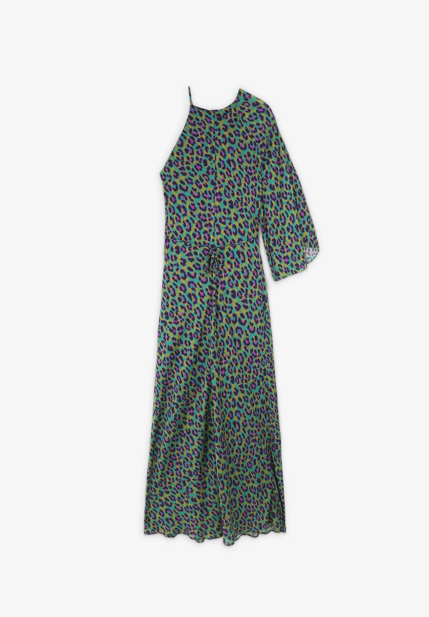 LONG ANIMAL PRINT ASYMMETRIC DRESS