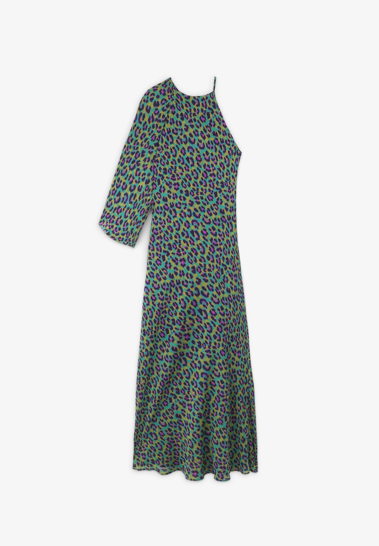 LONG ANIMAL PRINT ASYMMETRIC DRESS