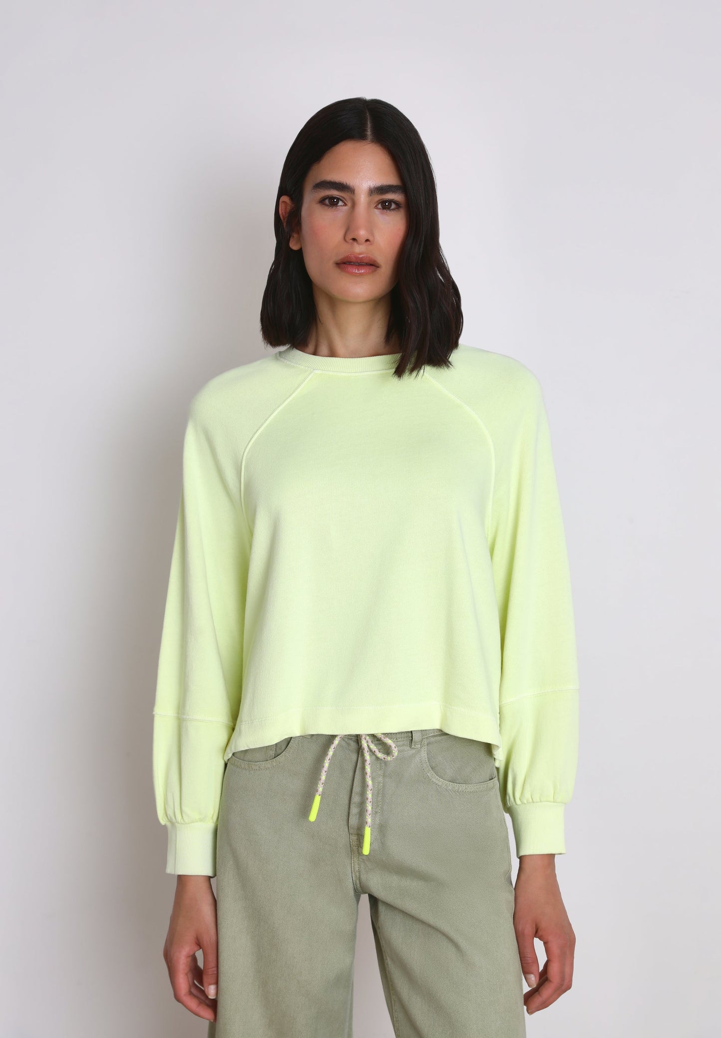 RANGLAN SLEEVE FADED SWEATSHIRT