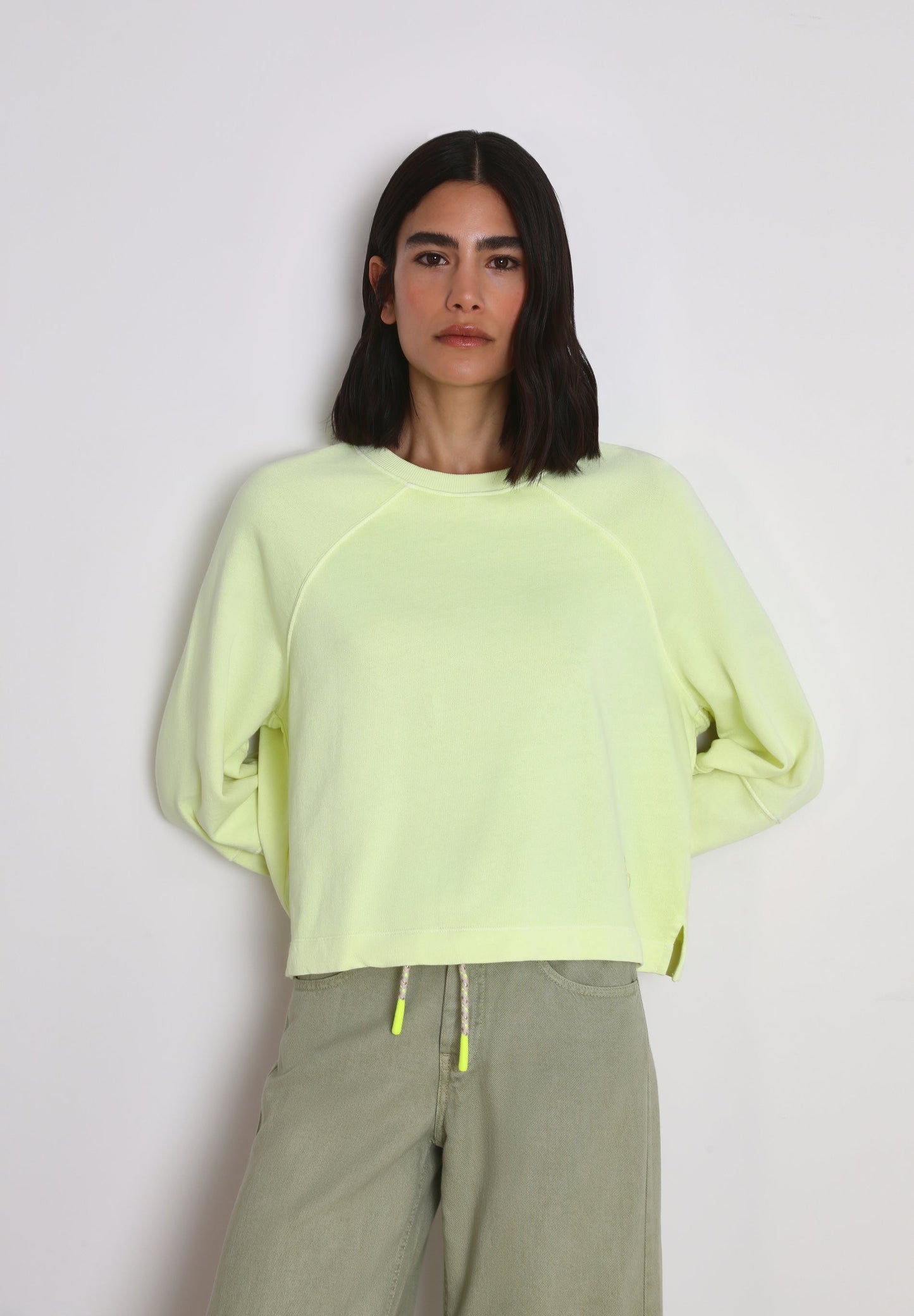 RANGLAN SLEEVE FADED SWEATSHIRT