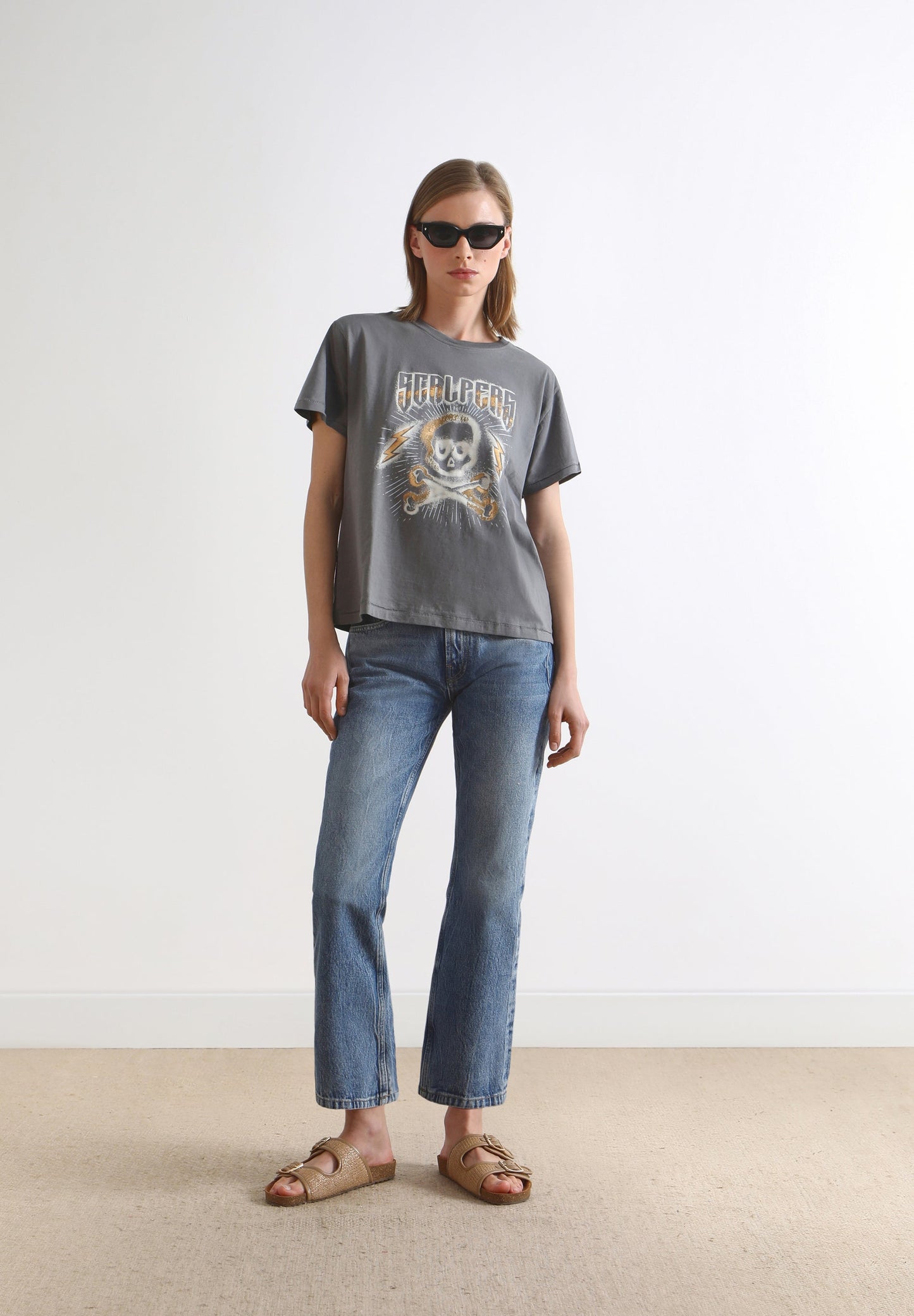 T-SHIRT WITH SKULL AND STRIPES