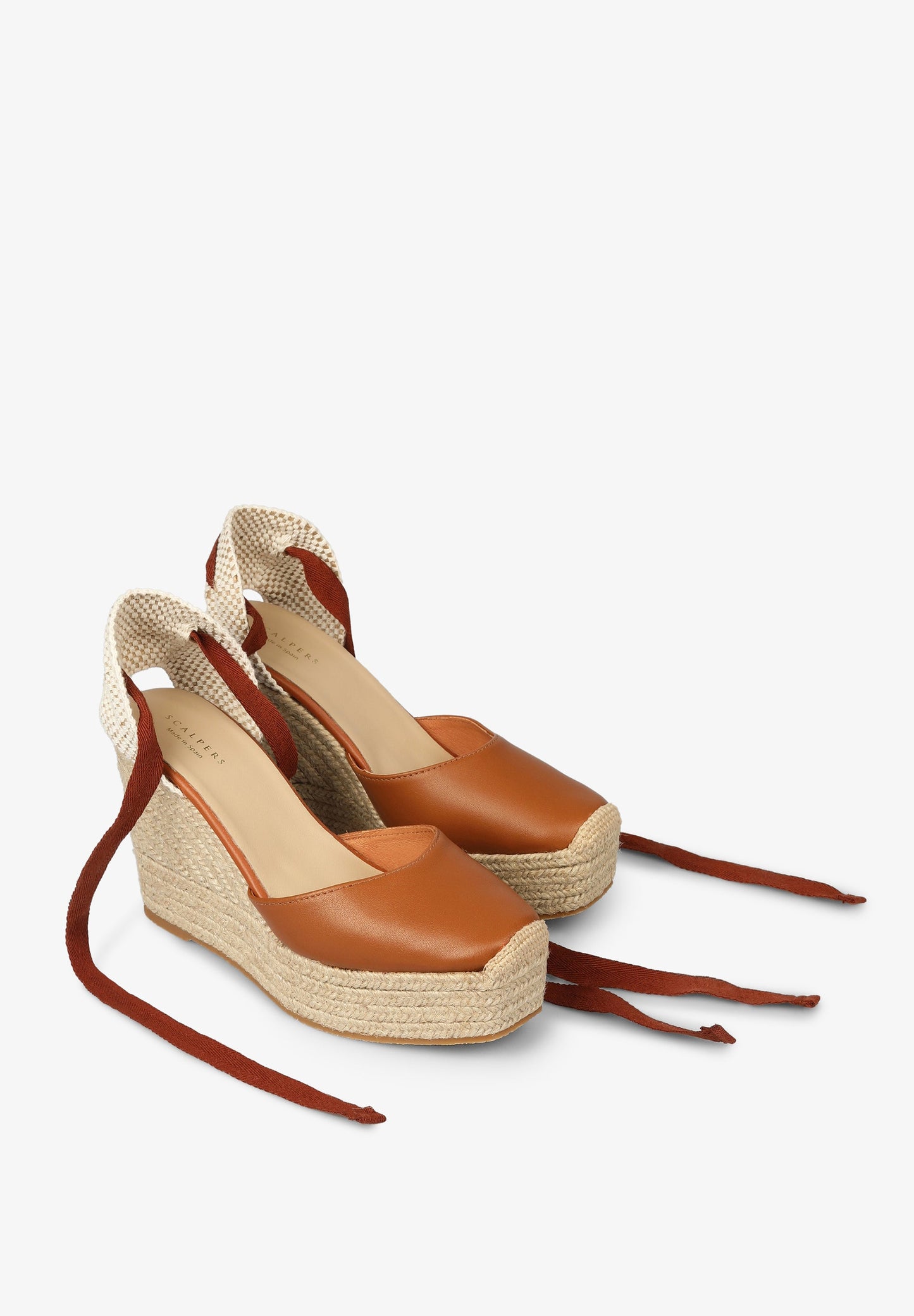 LEATHER WEDGE ESPADRILLES