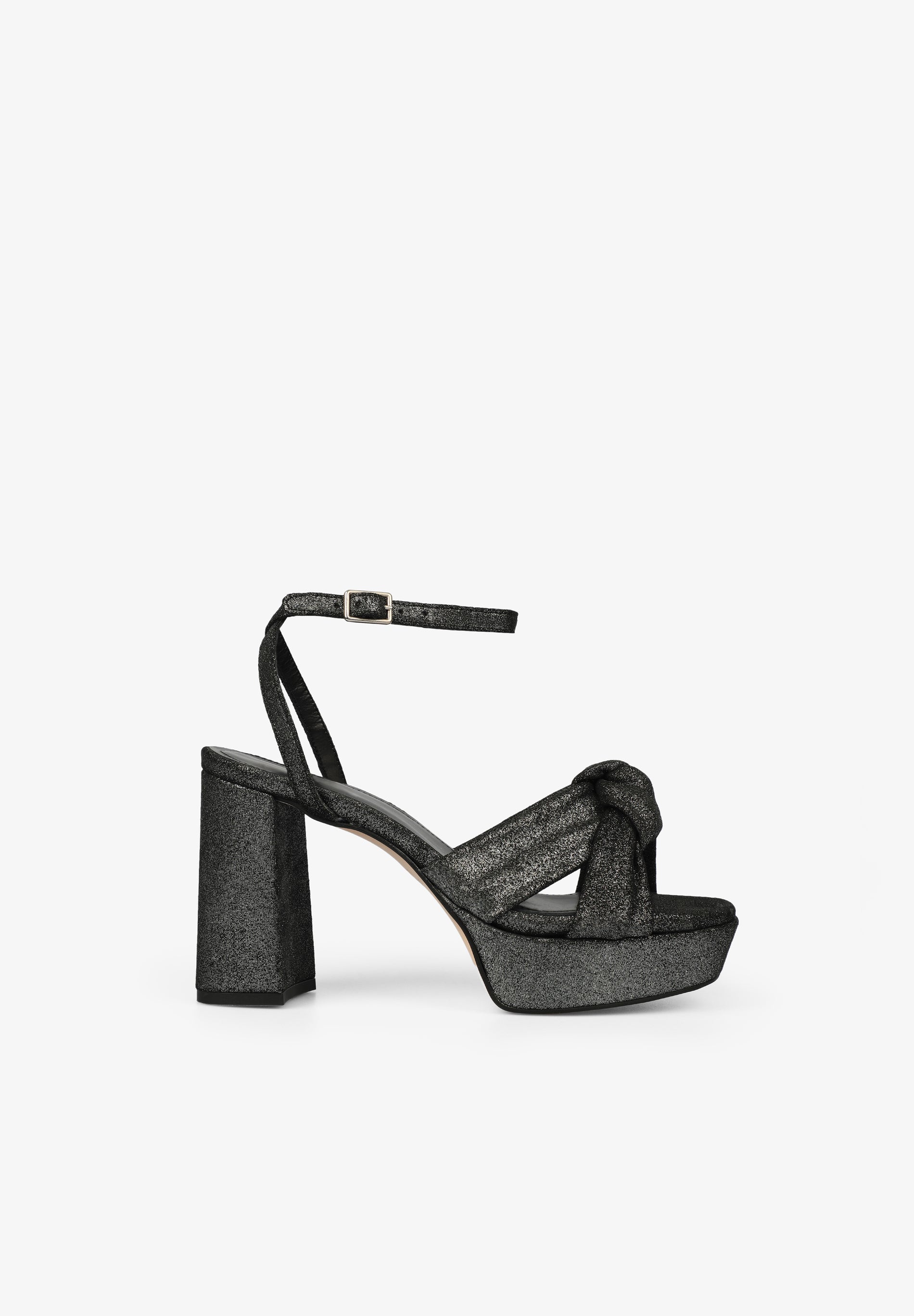 PLATFORM HEELED SANDALS WITH KNOT