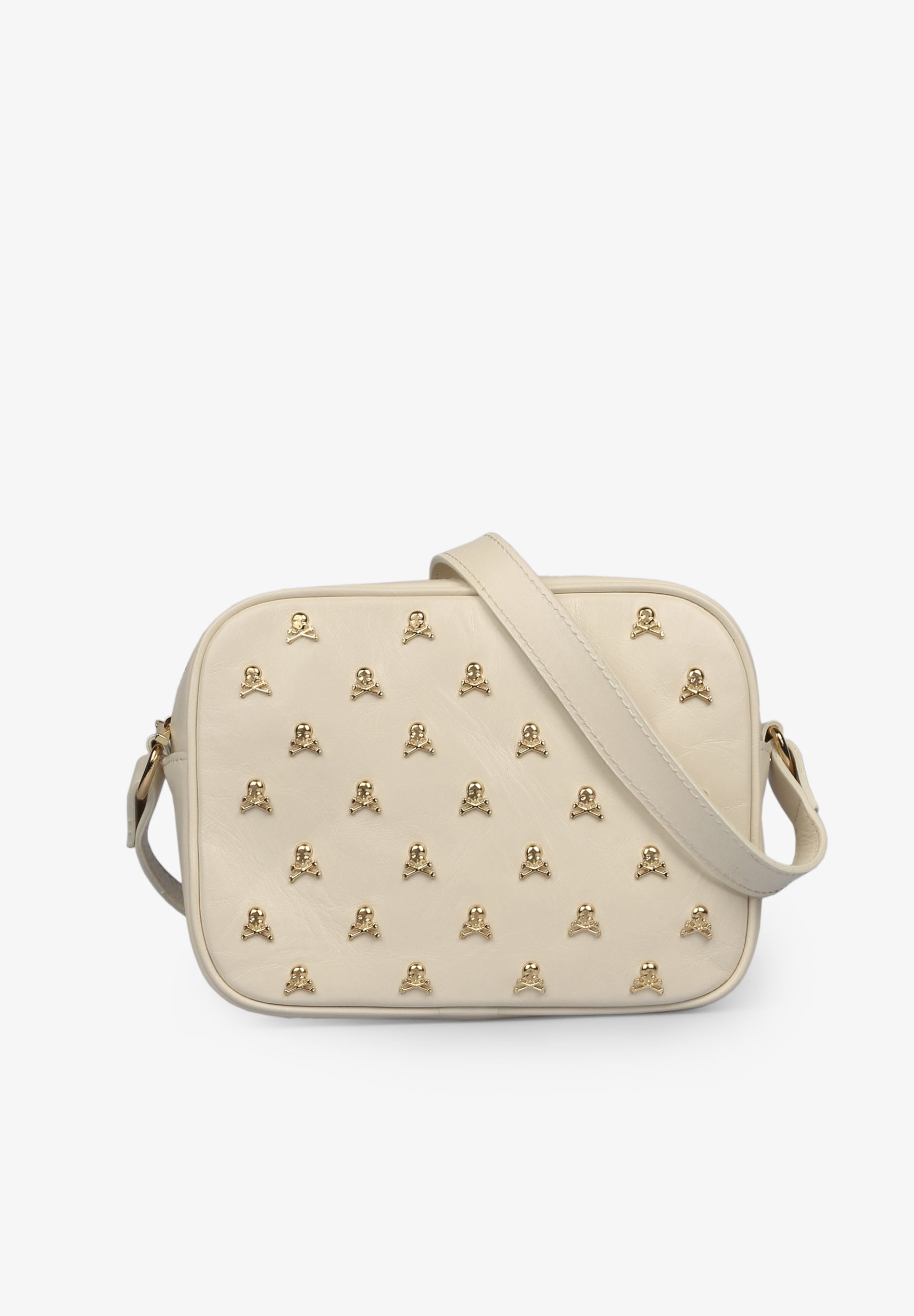 LEATHER CROSSBODY BAG WITH SKULLS