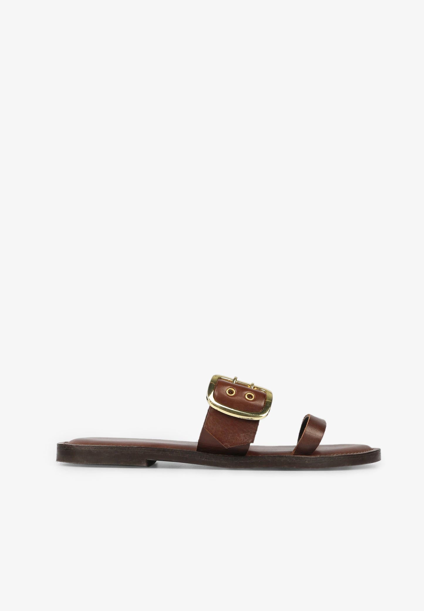 LEATHER SANDALS WITH LARGE BUCKLE