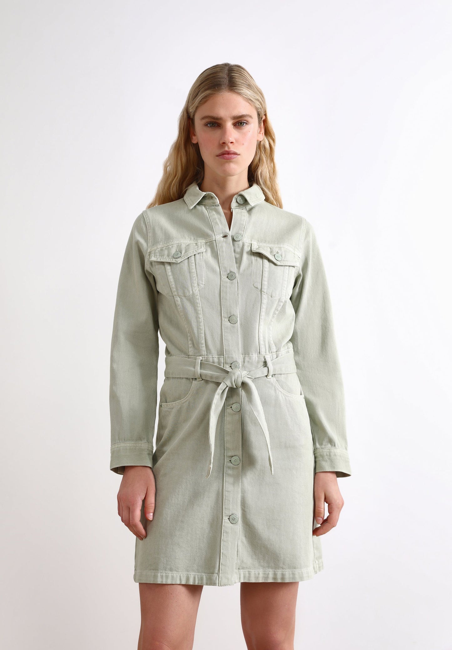 DENIM DRESS WITH BOW