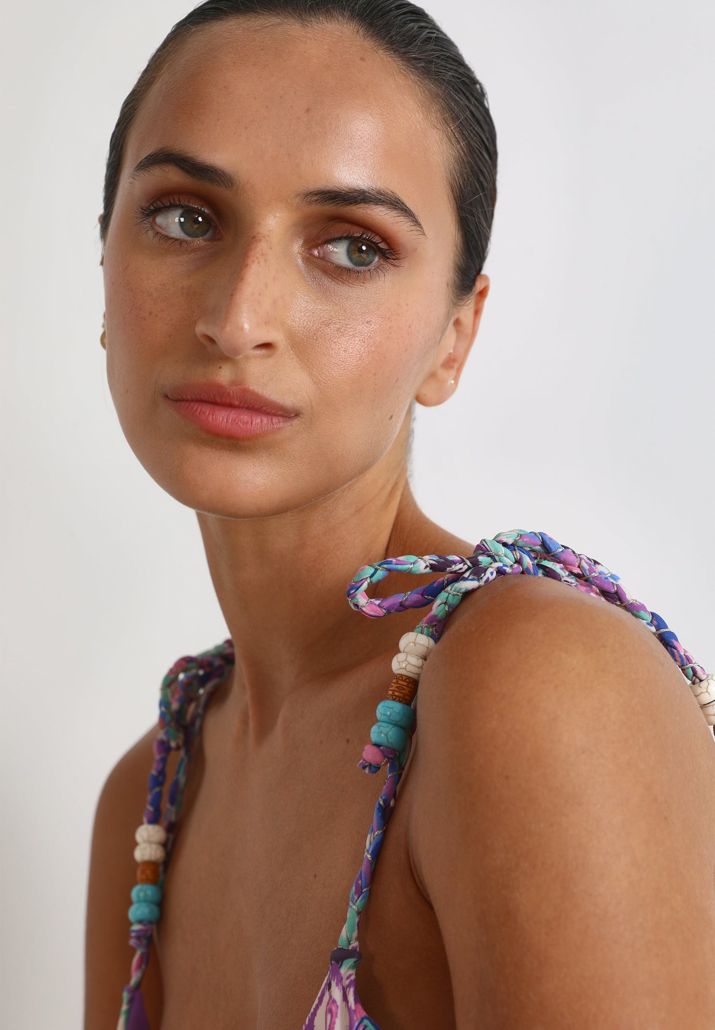 BIKINI WITH PRINT AND BEADS