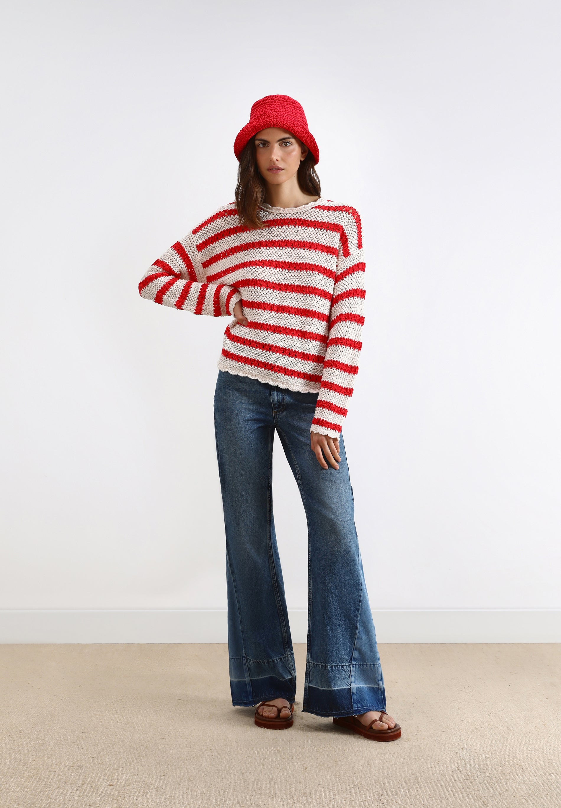 STRIPED CROCHET SWEATER