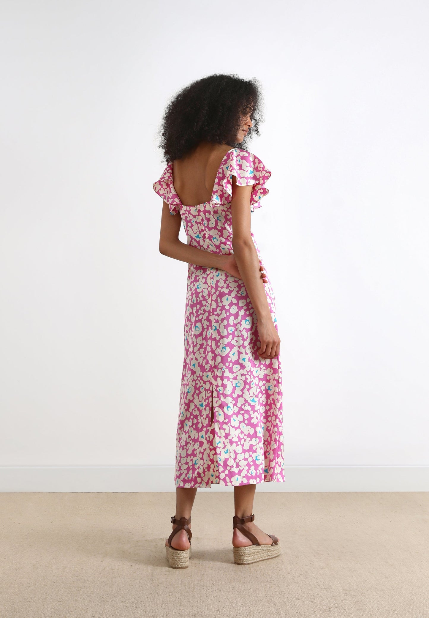 ANIMAL PRINT DRESS RUFFLED SLEEVES