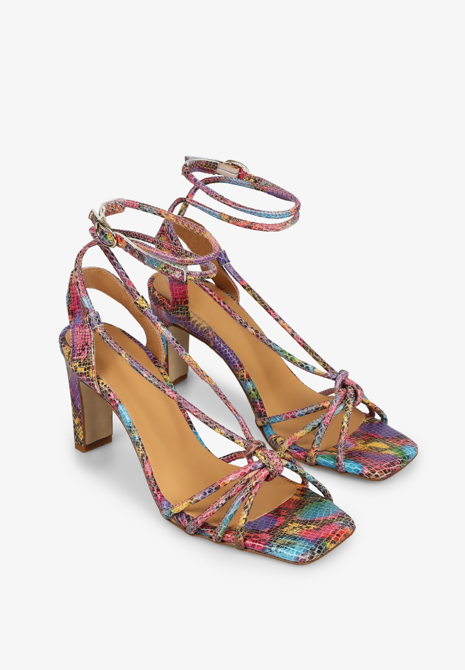 MULTICOLOURED HIGH HEEL SANDALS