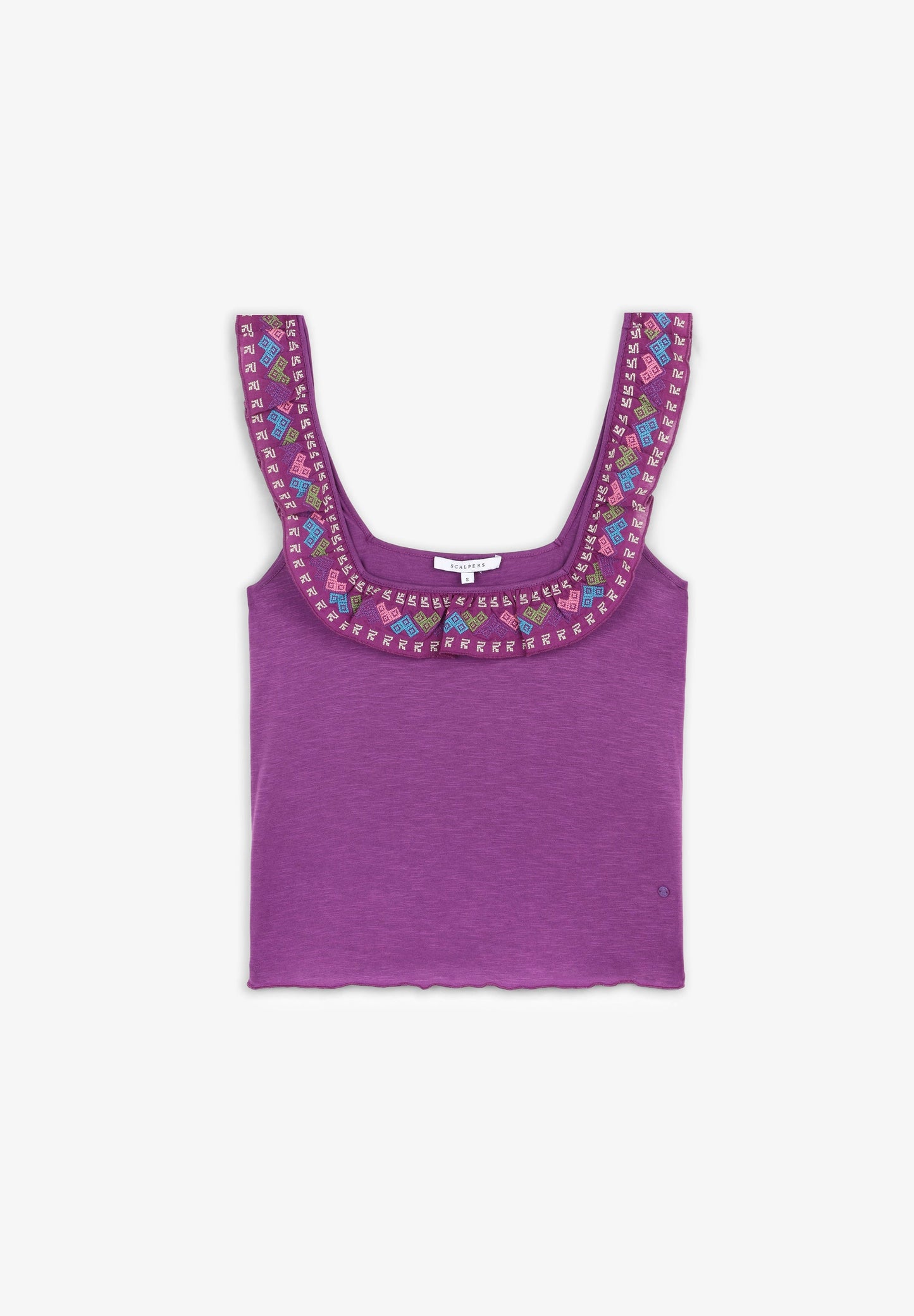 RUFFLED TOP WITH EMBROIDERY