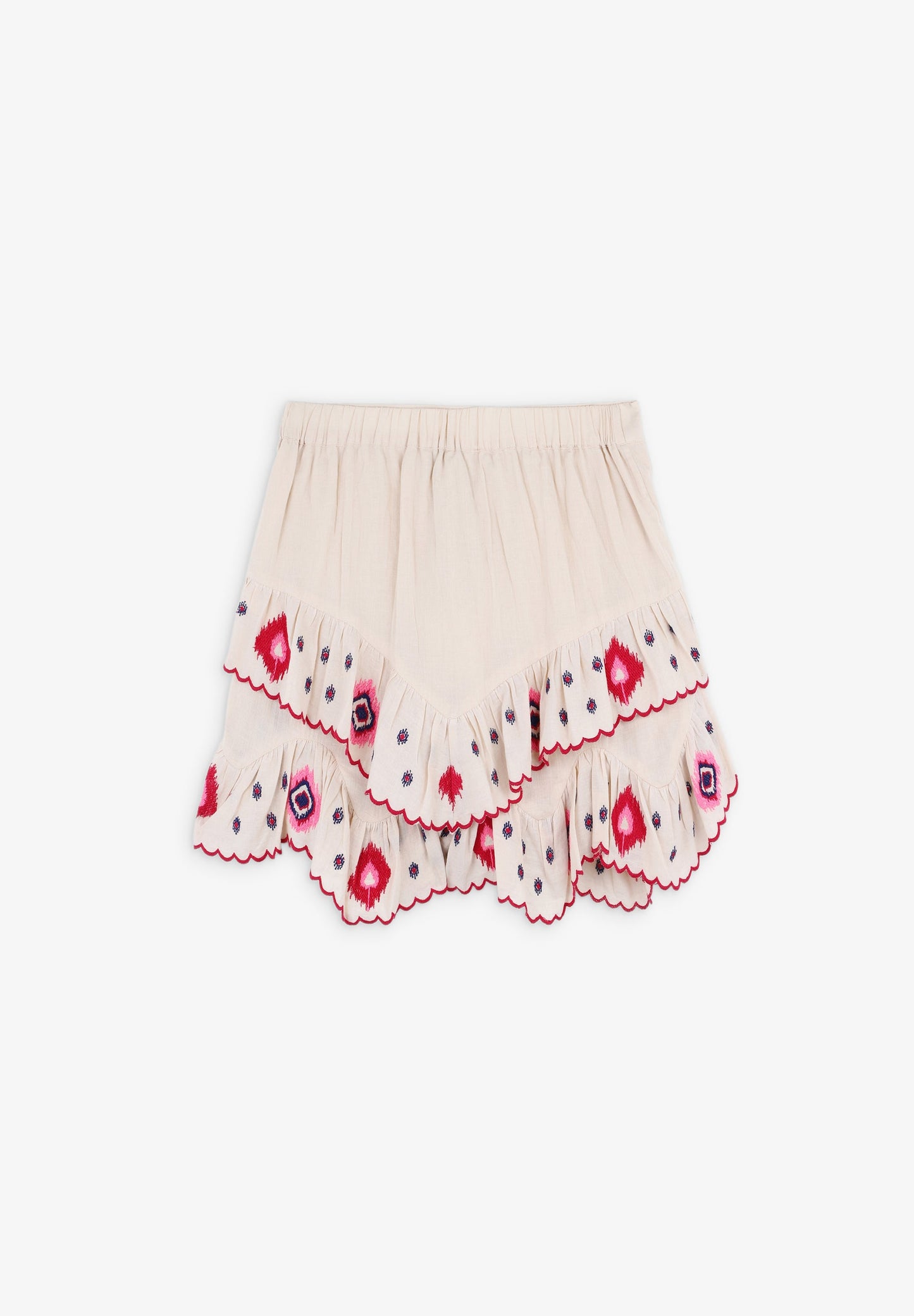 RUFFLED SHORTS WITH EMBROIDERY