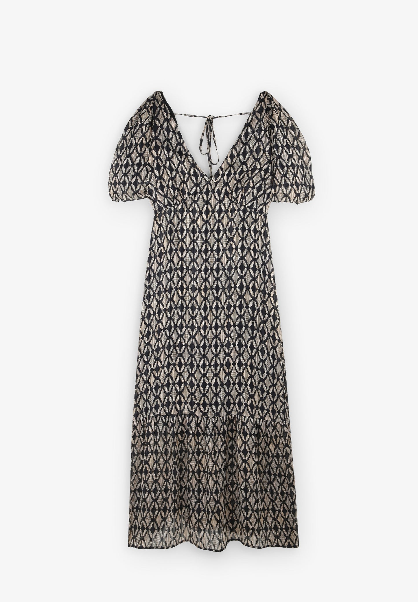 PUFFED SLEEVE MIDI DRESS
