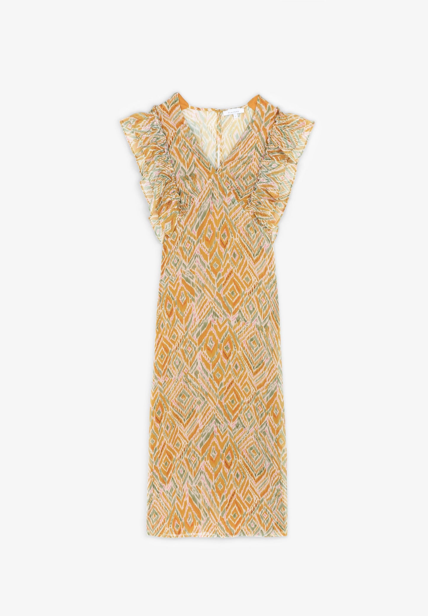 MIDI DRESS WITH RUFFLED SLEEVES