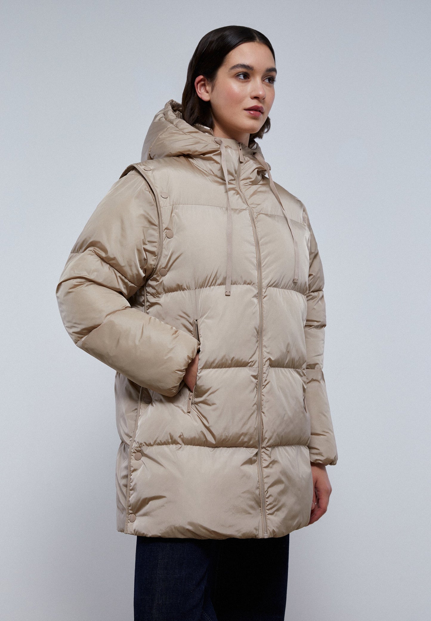 LONG PARKA WITH DETACHABLE SLEEVES