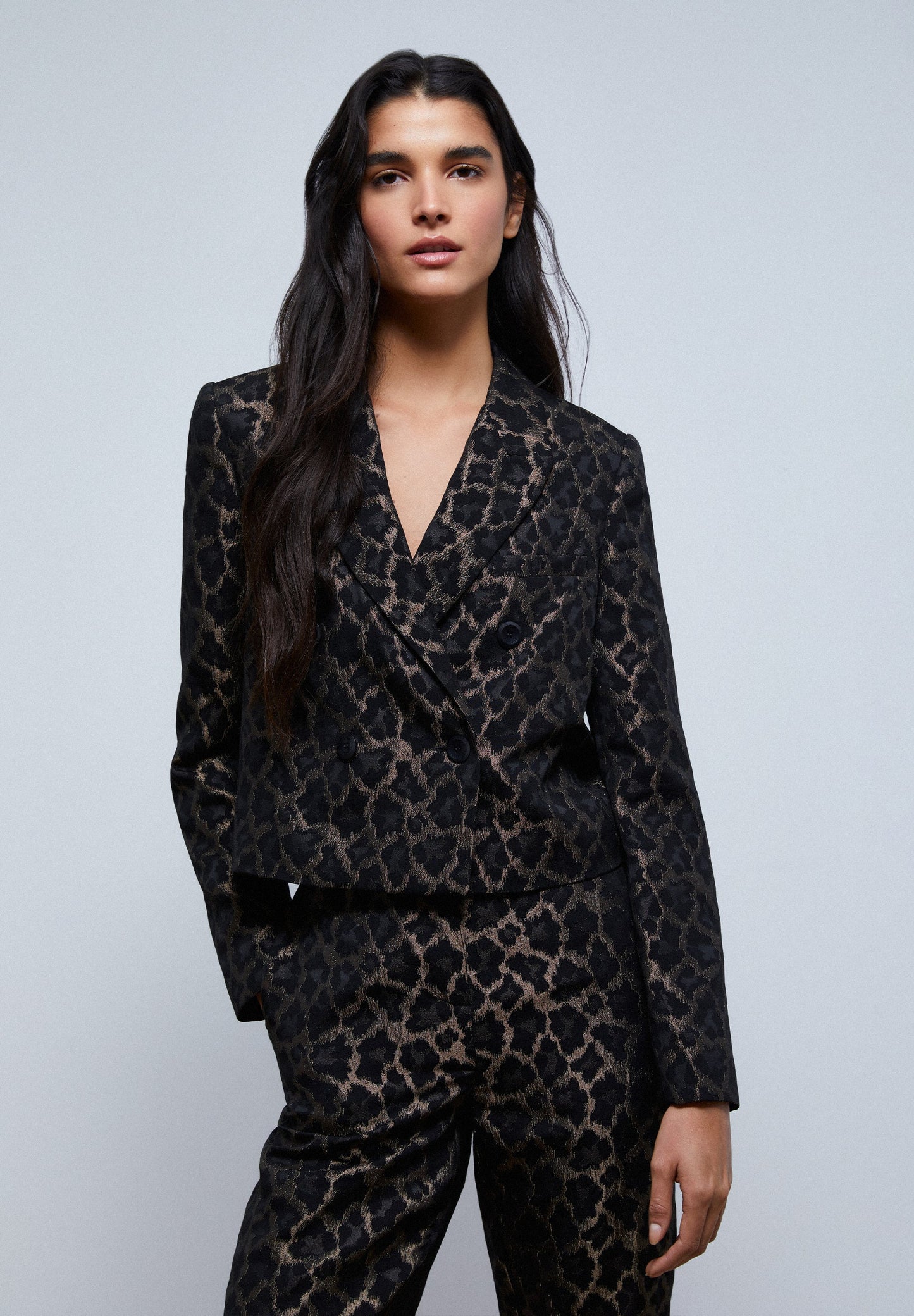 CROPPED ANIMAL PRINT BLAZER