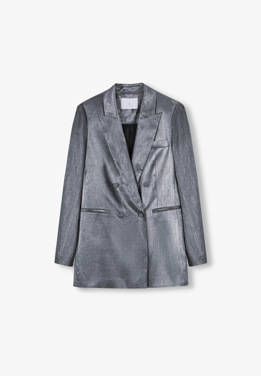 DOUBLE-BREASTED SATIN BLAZER
