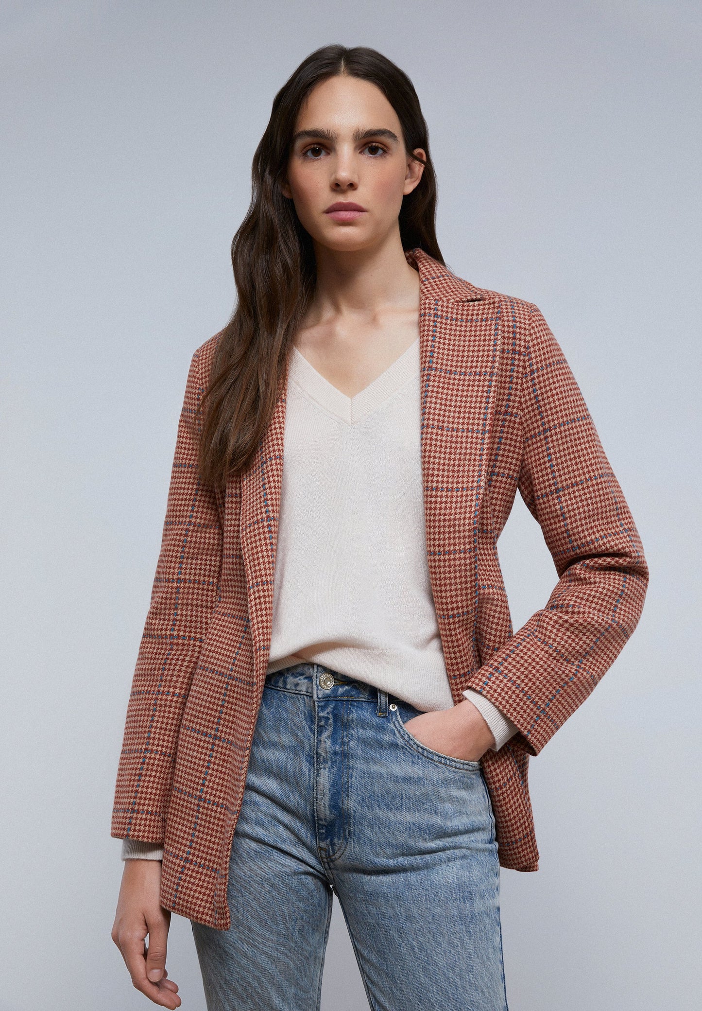 CHECK BLAZER WITH BELT